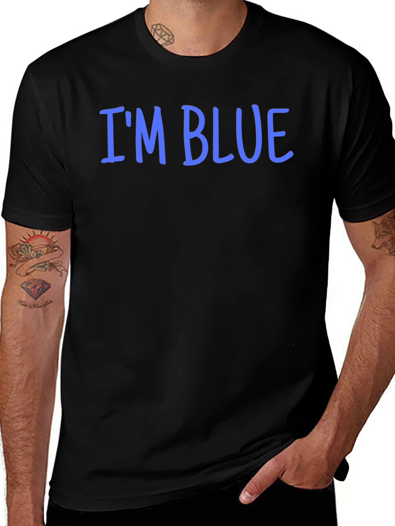 Im Blue Graphic T-Shirt - Black Casual Tee