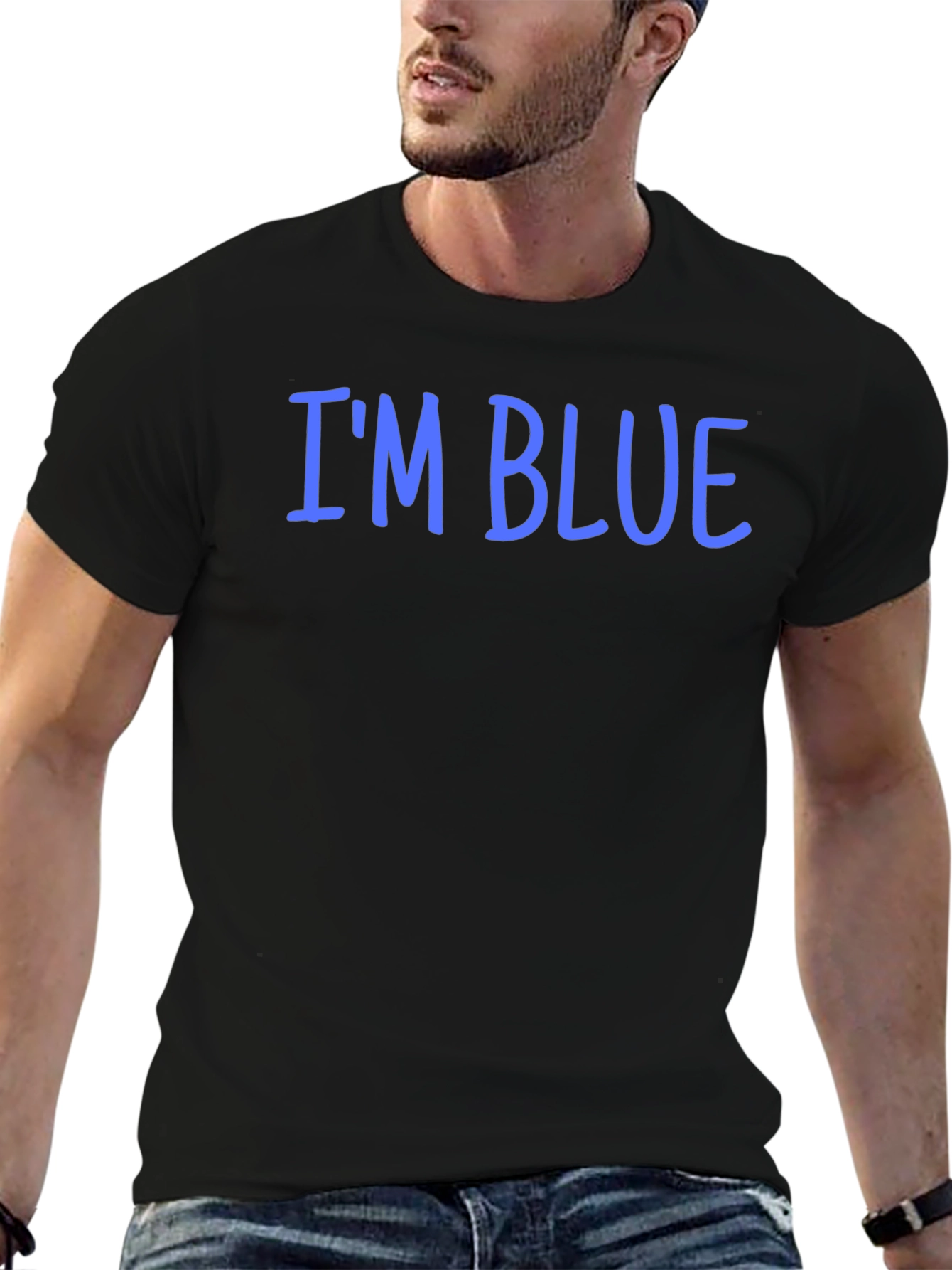 Im Blue Graphic T-Shirt - Black Casual Tee