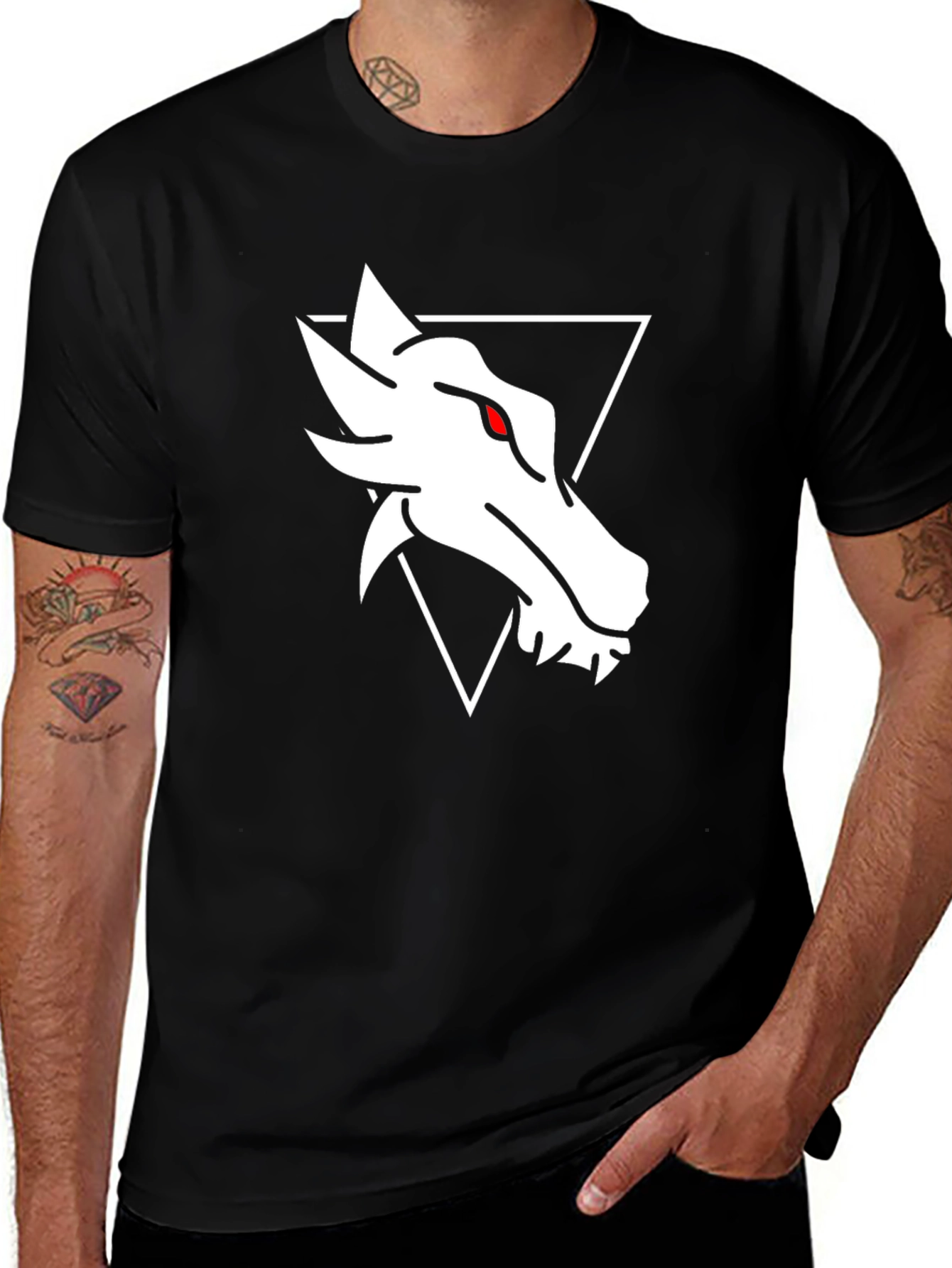 Dragon Head Graphic Tee - Stylish Black Cotton T-Shirt