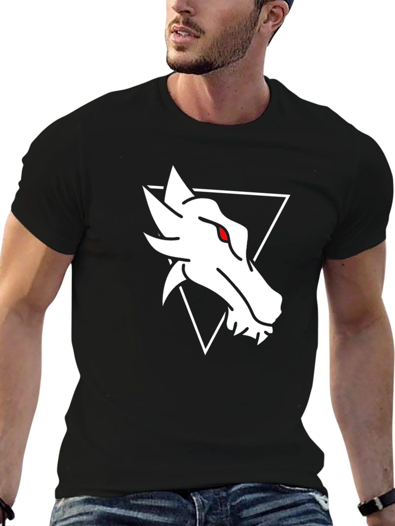 Dragon Head Graphic Tee - Stylish Black Cotton T-Shirt