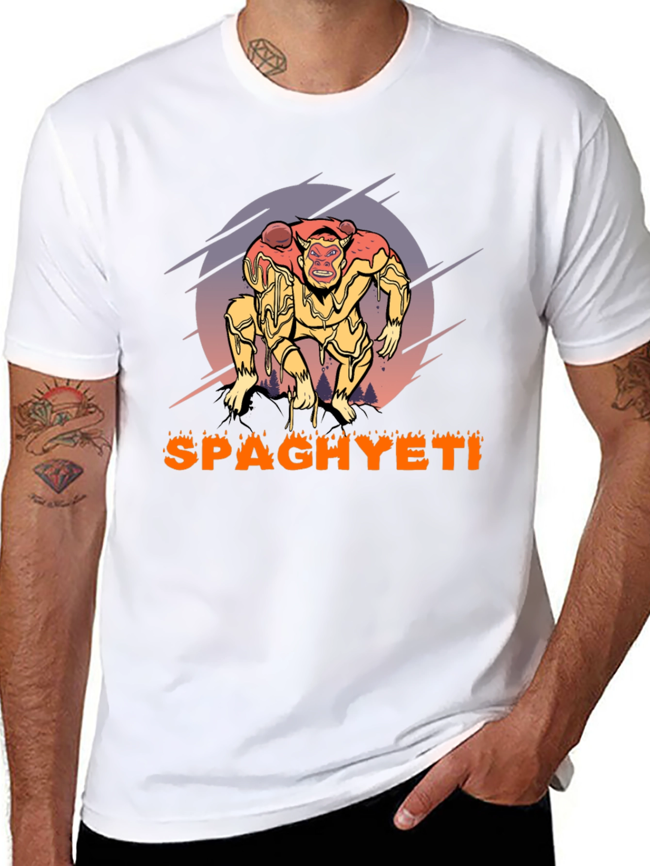 Spaghyeti T-Shirt - Spaghetti Monster Ape Graphic Tee