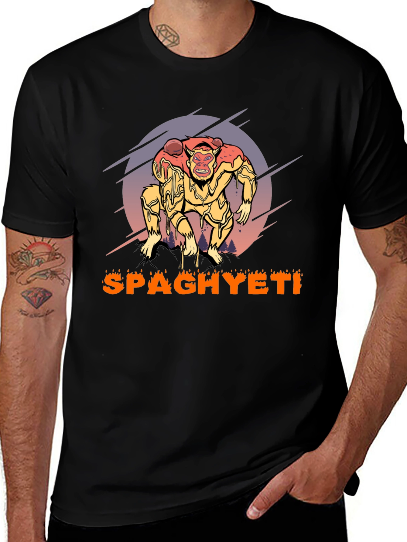Spaghyeti T-Shirt - Spaghetti Monster Ape Graphic Tee