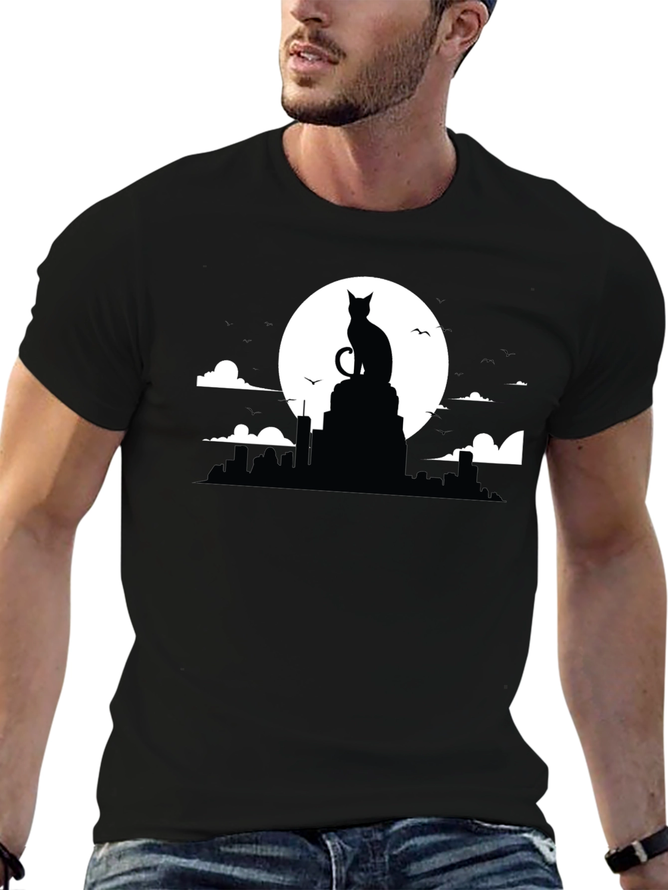 Cat Silhouette Moon T-Shirt