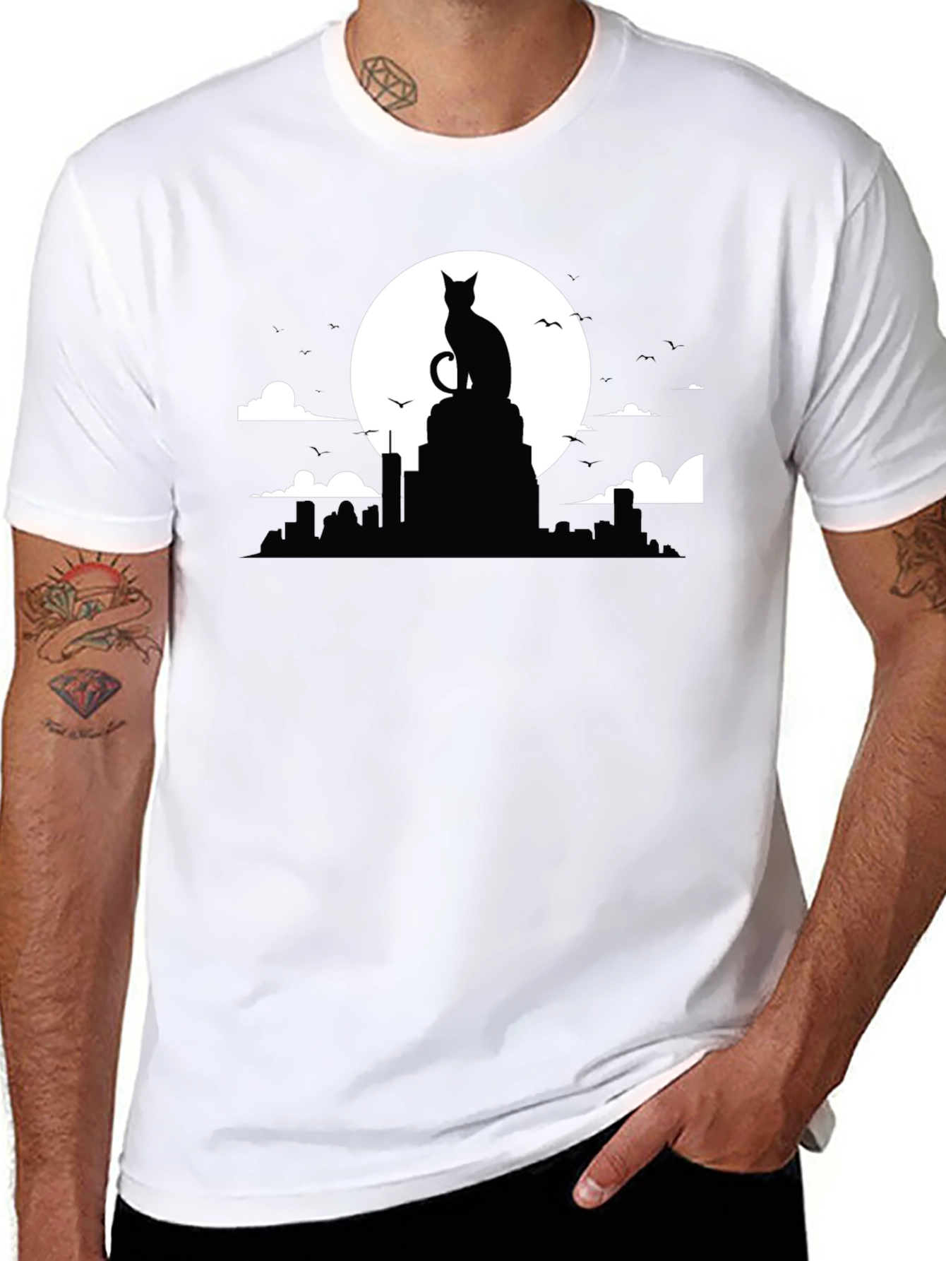 Cat Silhouette Moon T-Shirt
