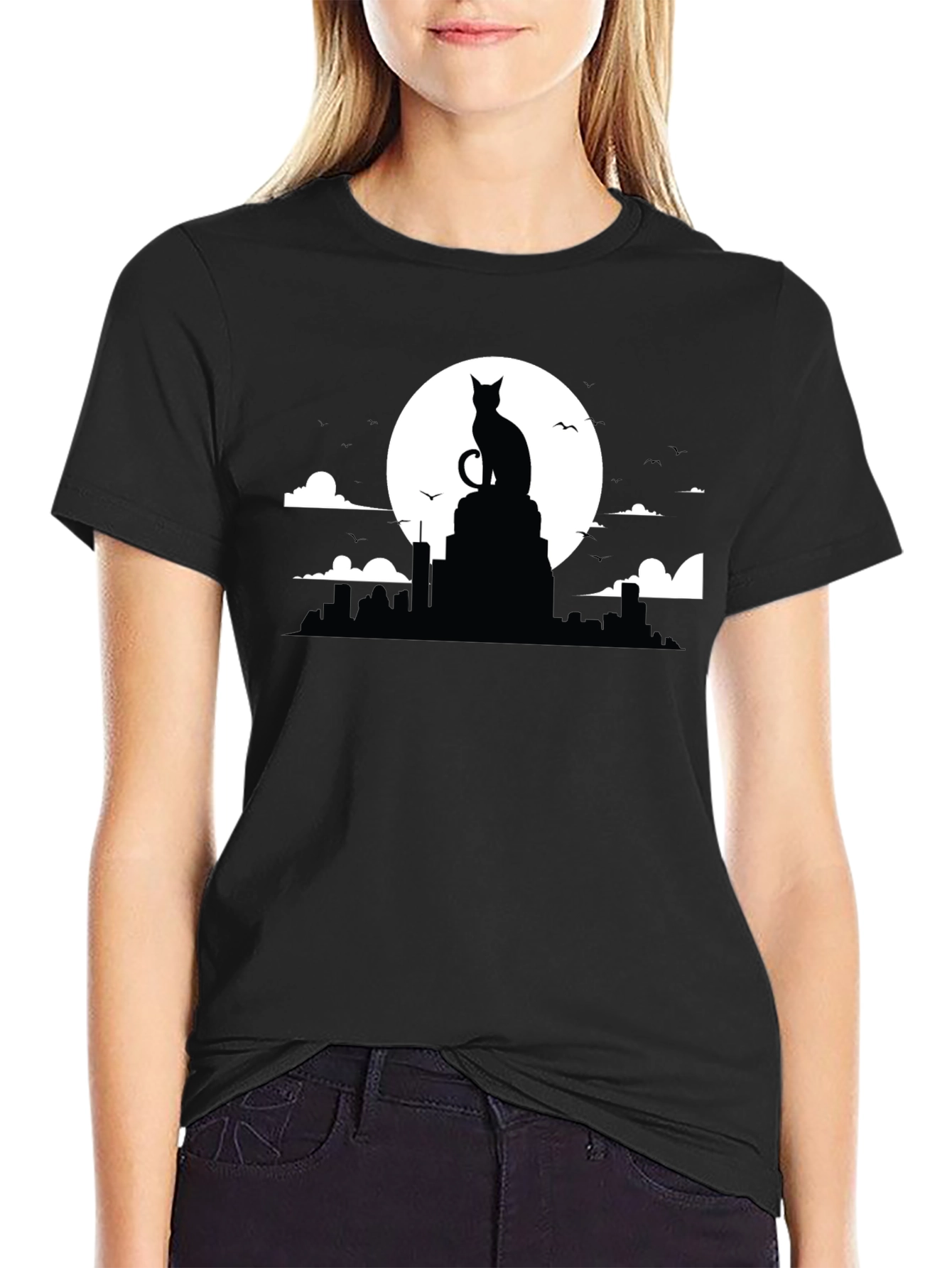 Cat Silhouette Moon T-Shirt