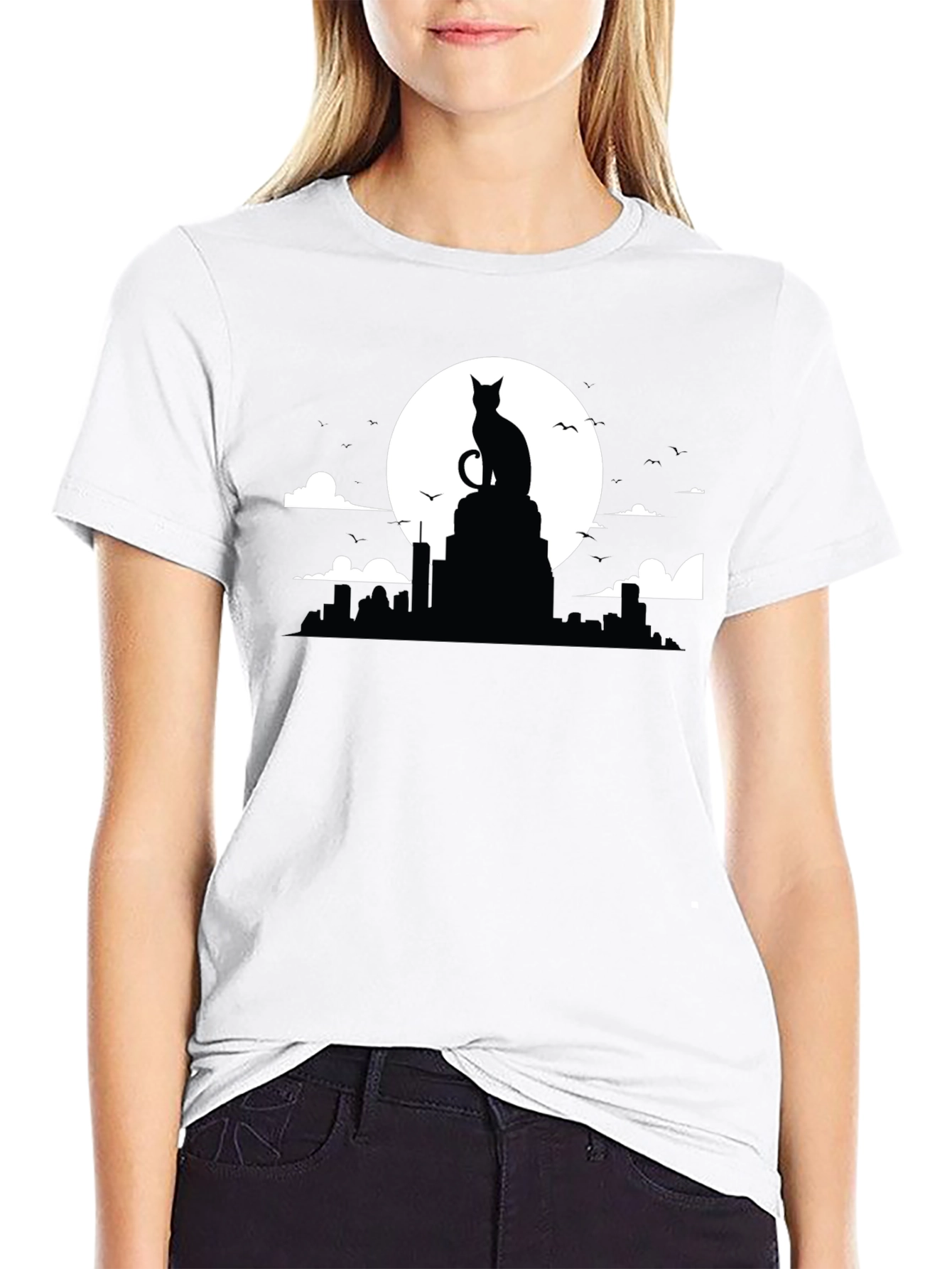 Cat Silhouette Moon T-Shirt