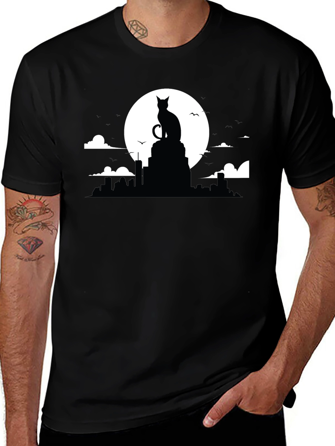 Cat Silhouette Moon T-Shirt