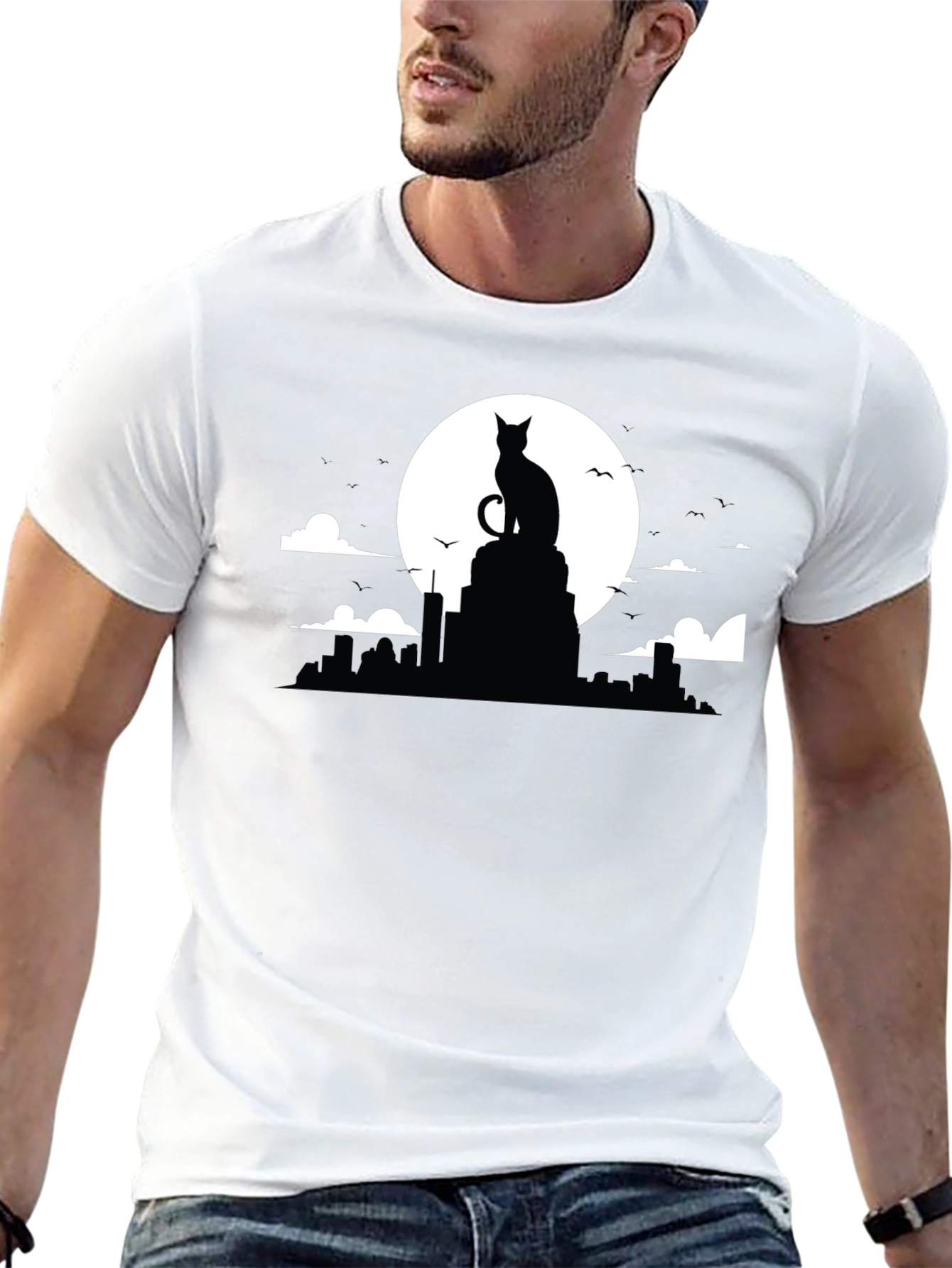 Cat Silhouette Moon T-Shirt