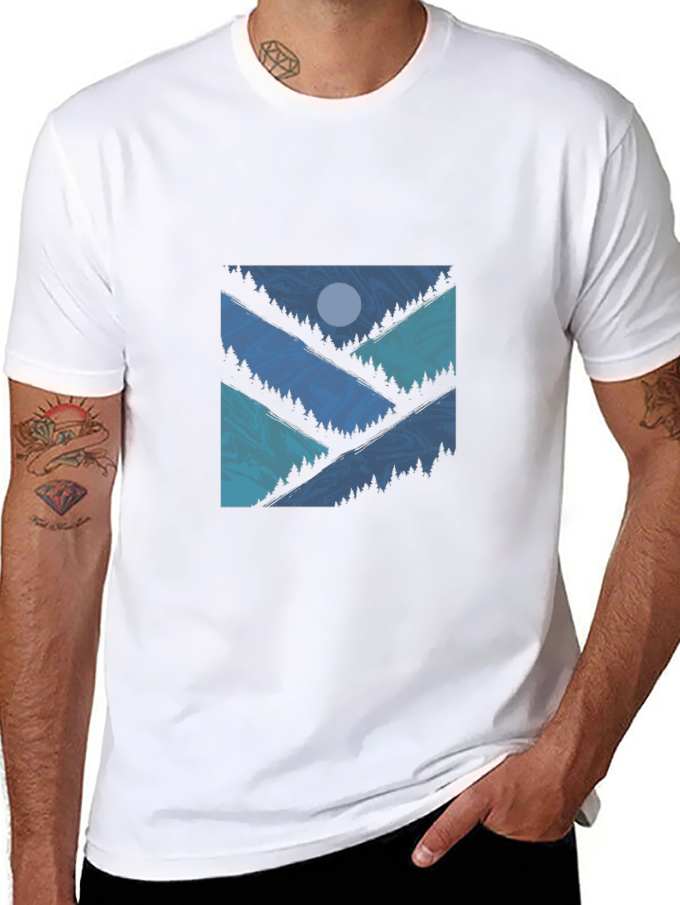 Mountainscape Graphic Tee - Modern Nature Shirt