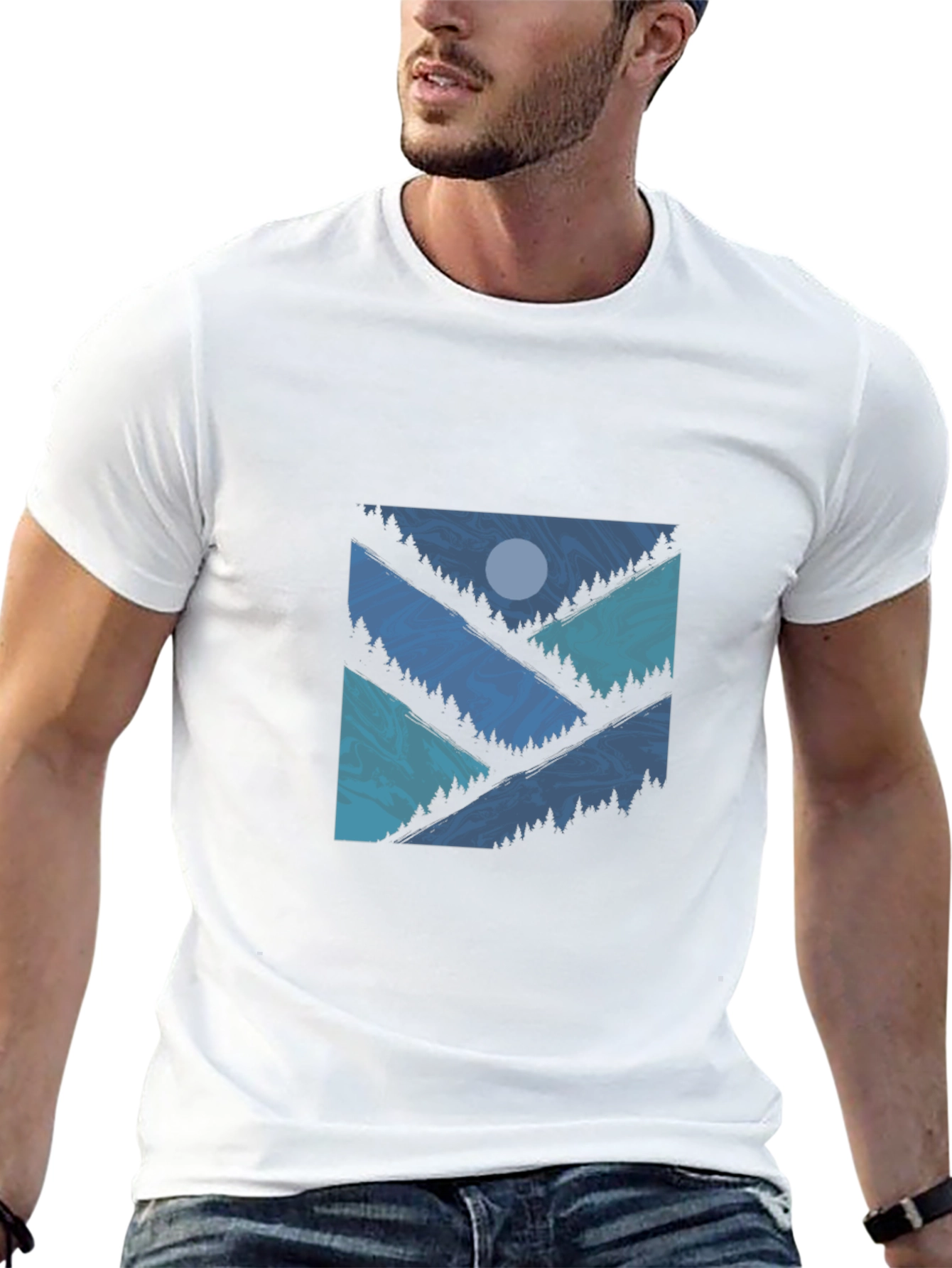 Mountainscape Graphic Tee - Modern Nature Shirt