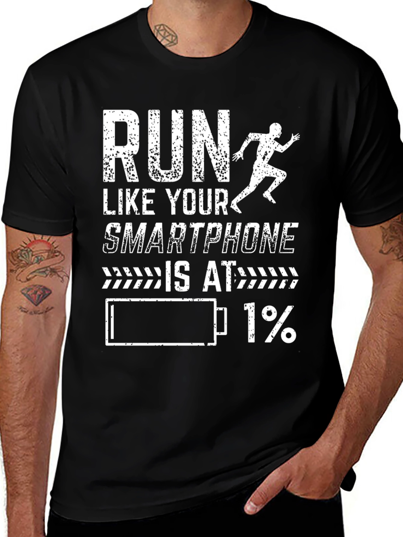Run Like Your Smartphone is at 1% T-Shirt
