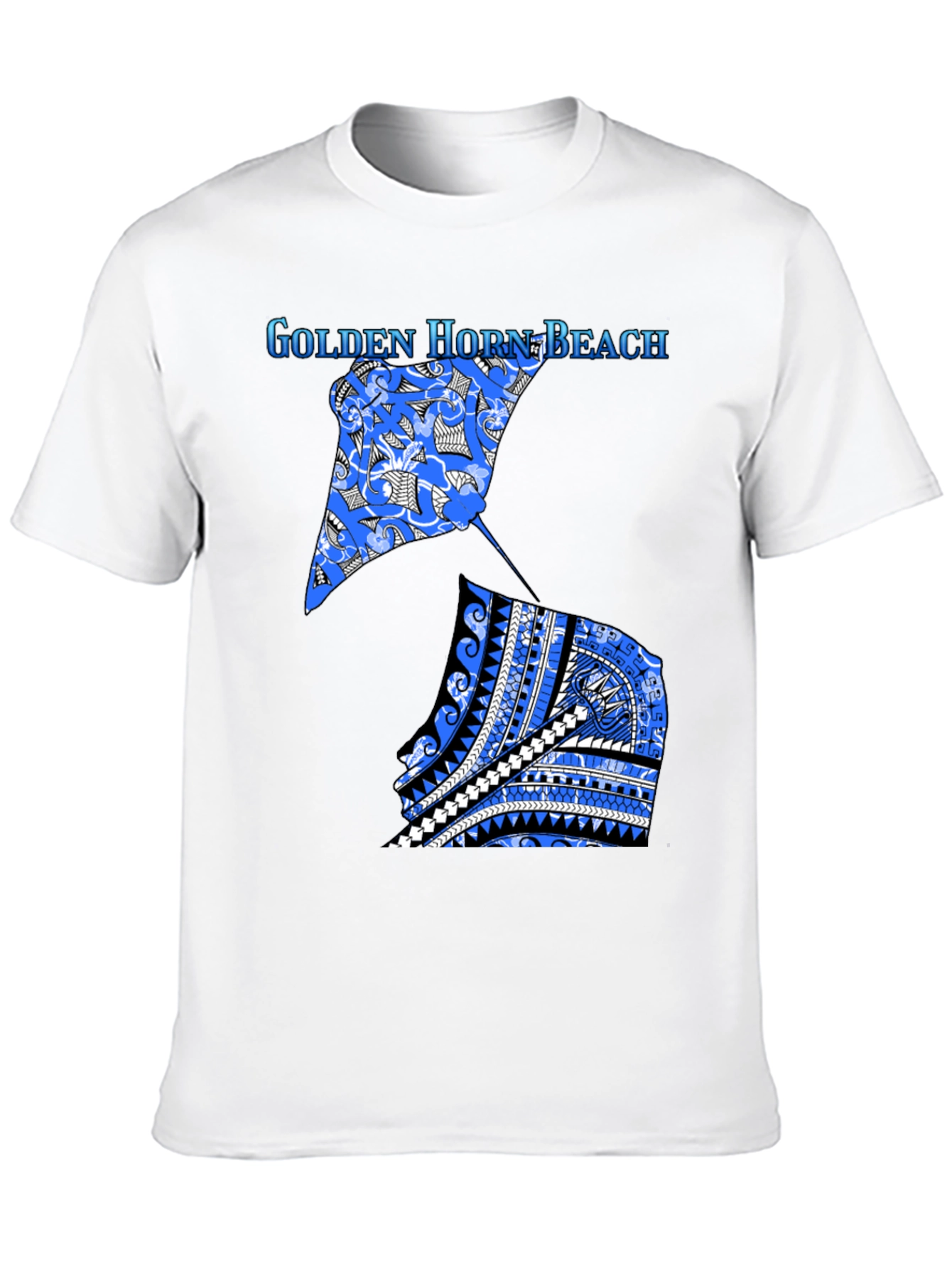 Golden Horn Beach T-Shirt - Tribal Stingray Design