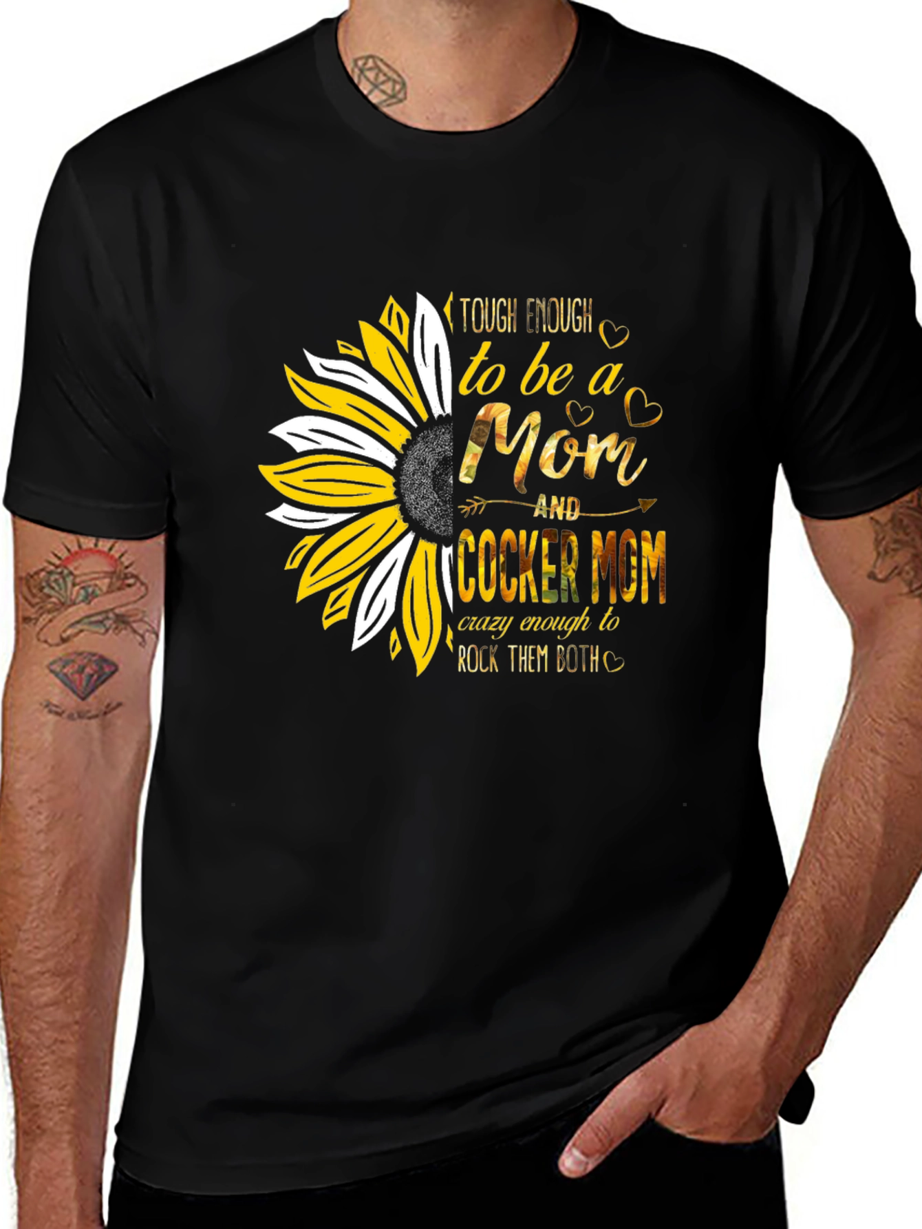 Tough Enough Cocker Mom Sunflower Graphic T-Shirt