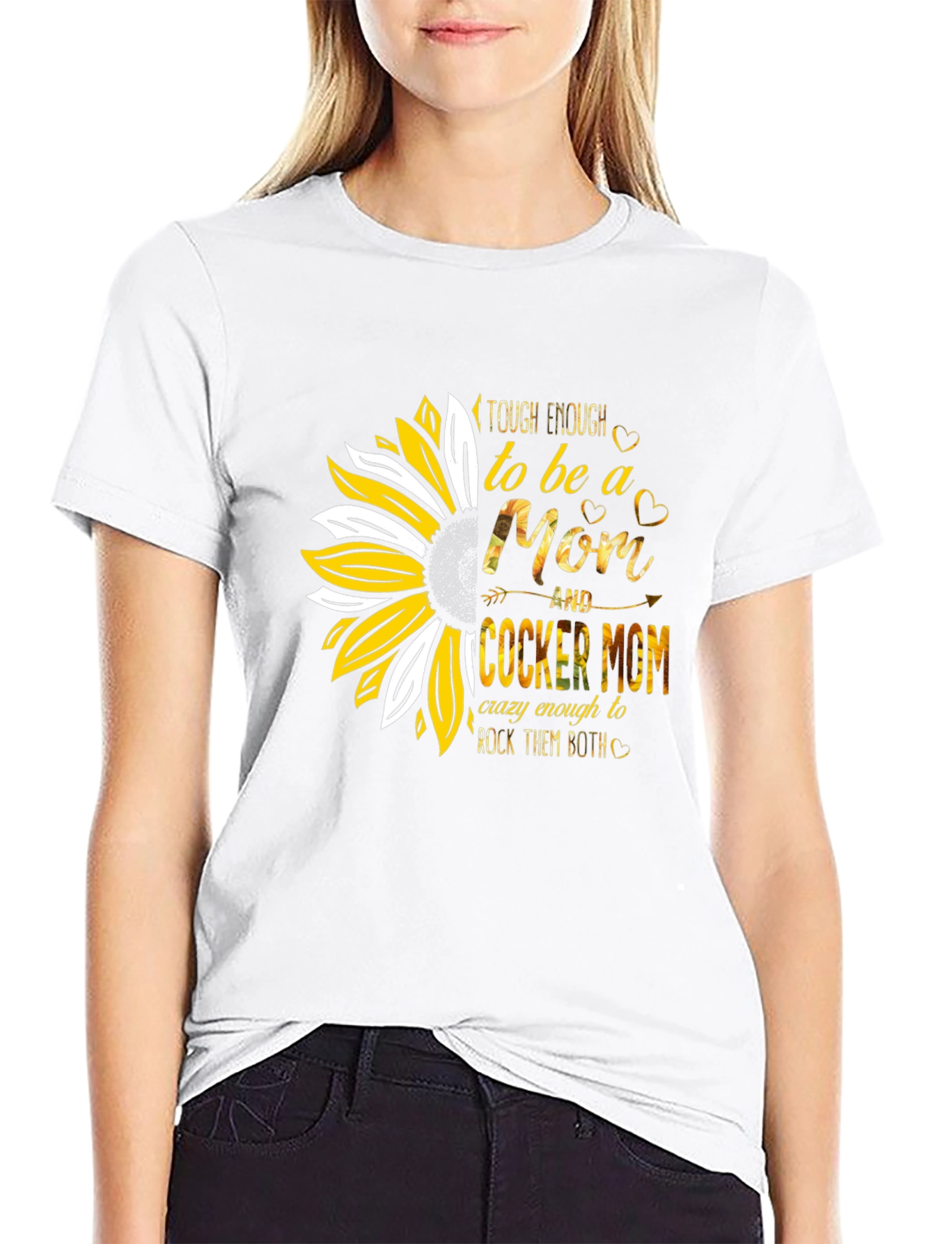 Tough Enough Cocker Mom Sunflower Graphic T-Shirt
