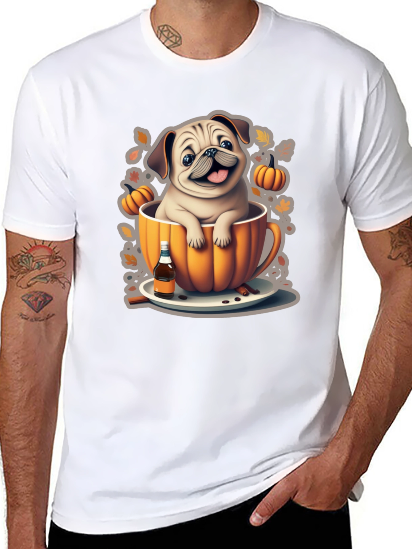 Pug in a Pumpkin Mug T-Shirt