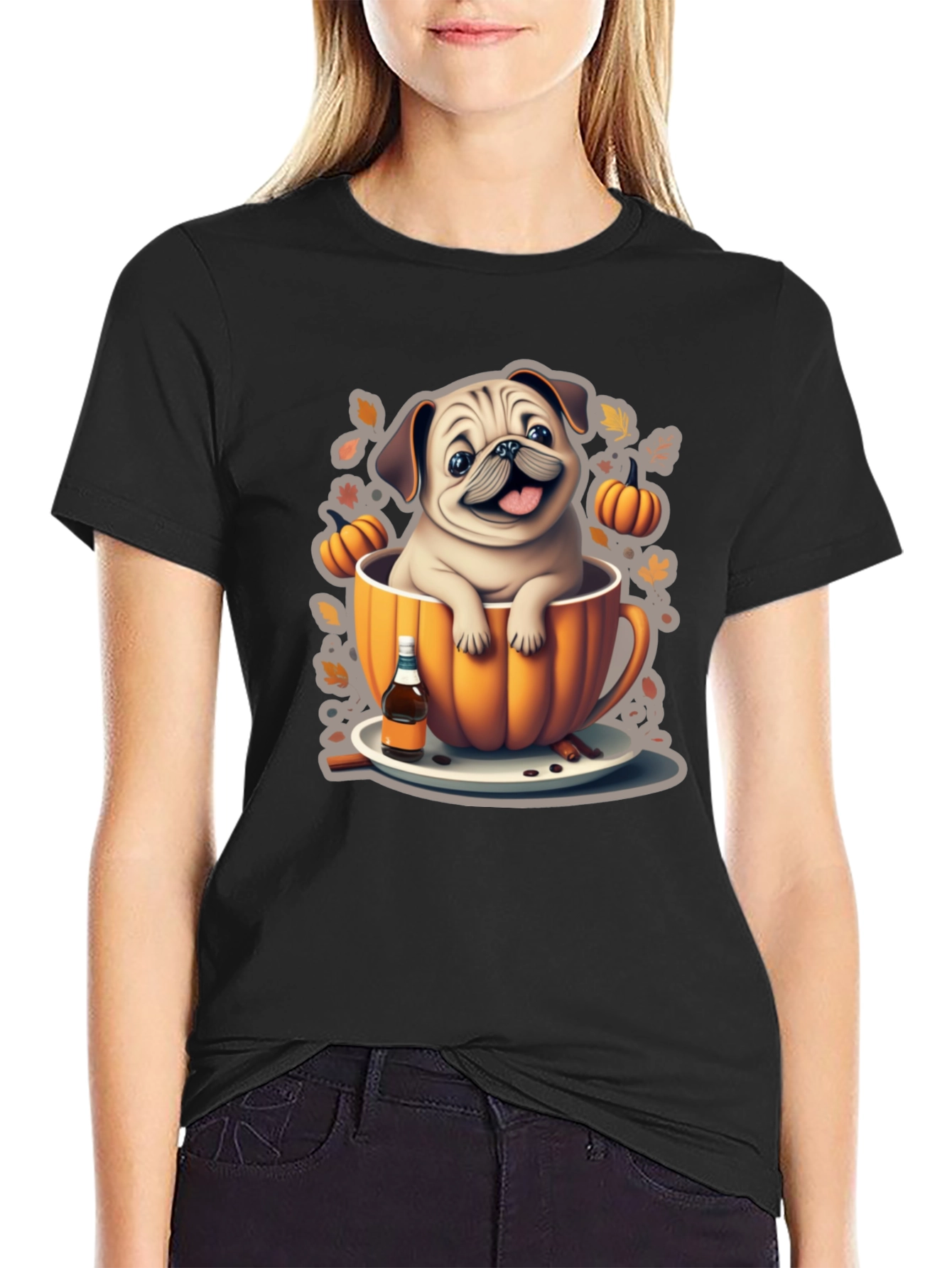 Pug in a Pumpkin Mug T-Shirt