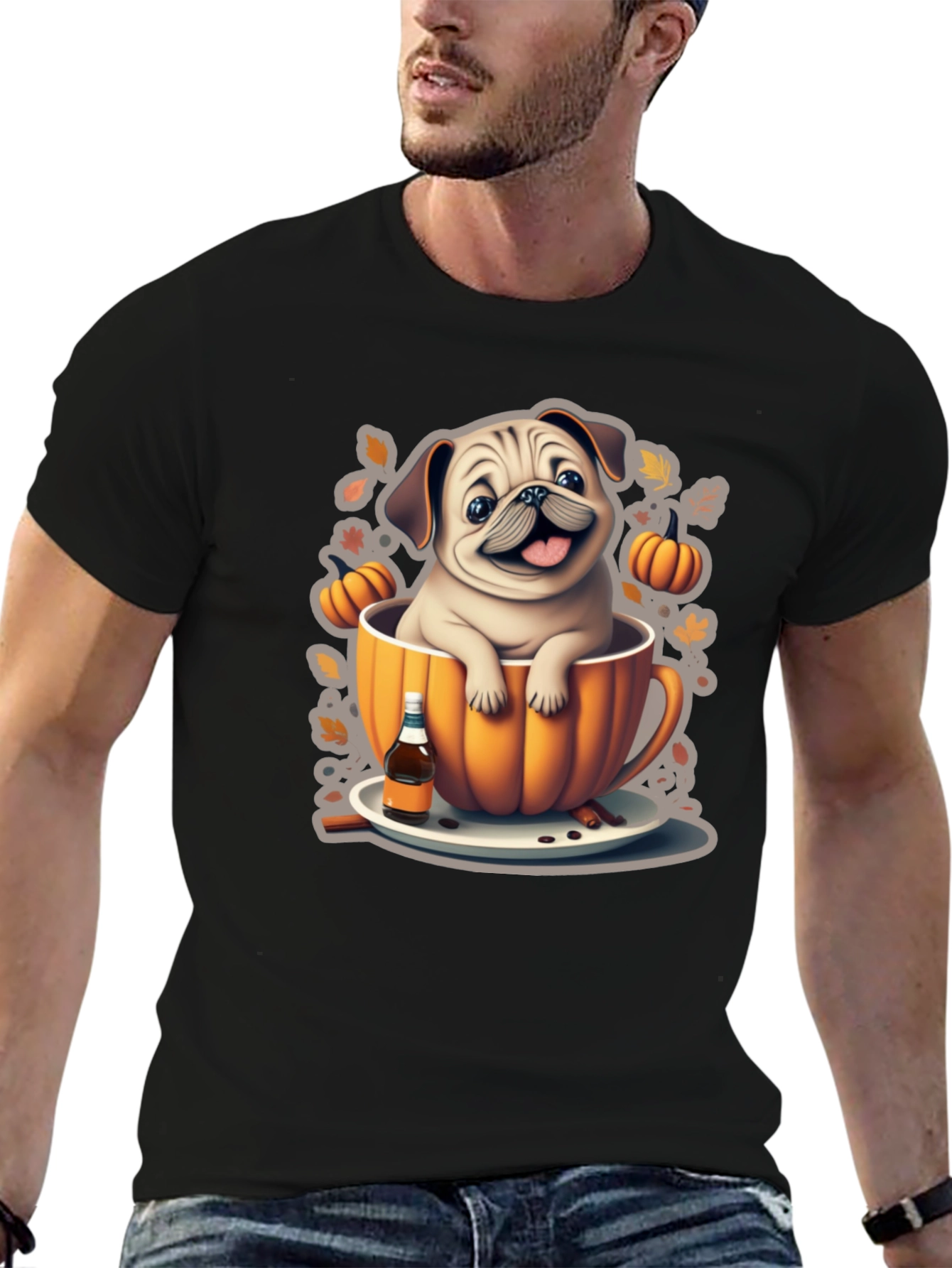 Pug in a Pumpkin Mug T-Shirt
