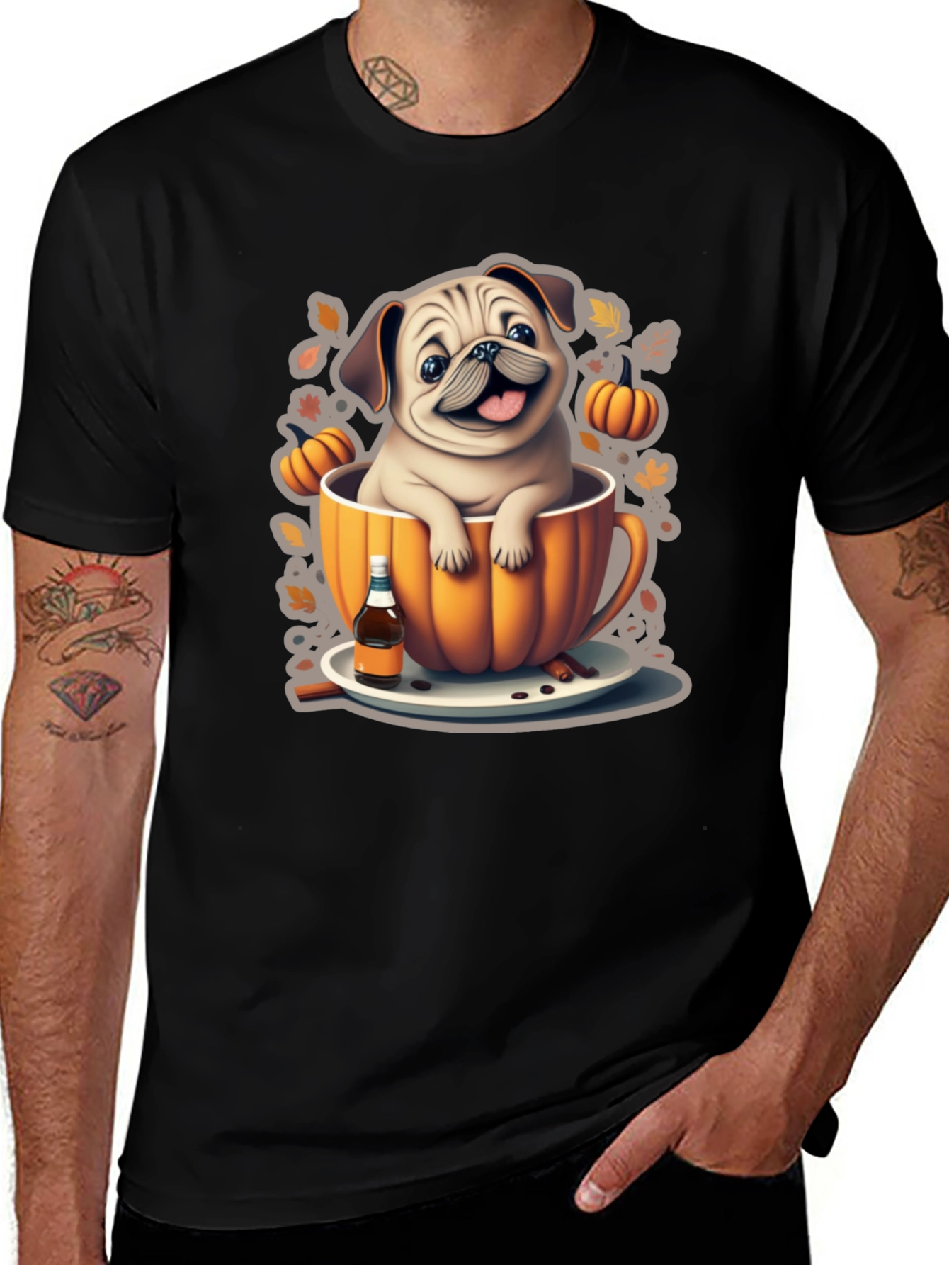 Pug in a Pumpkin Mug T-Shirt