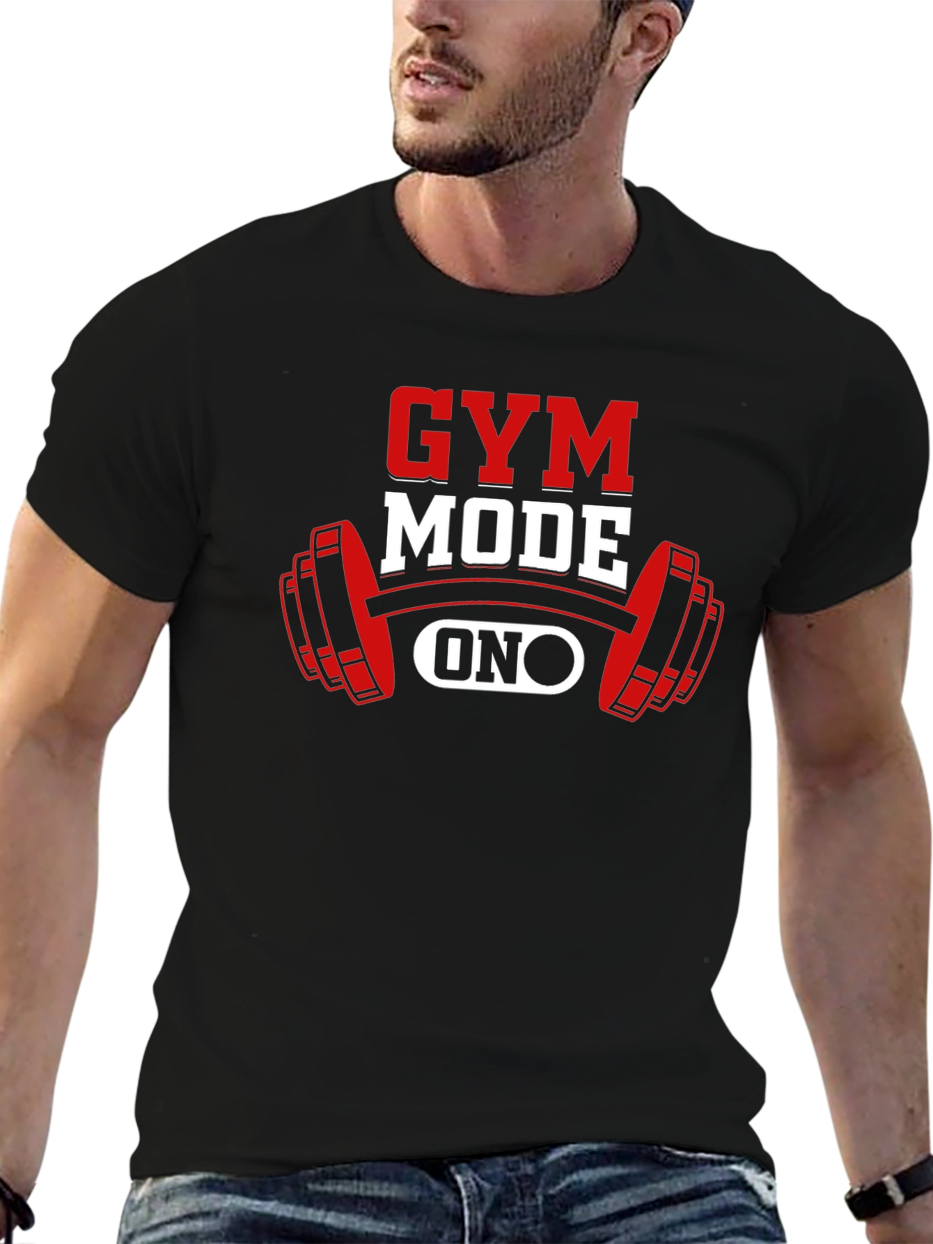 Gym Mode On T-Shirt - Black Fitness Apparel