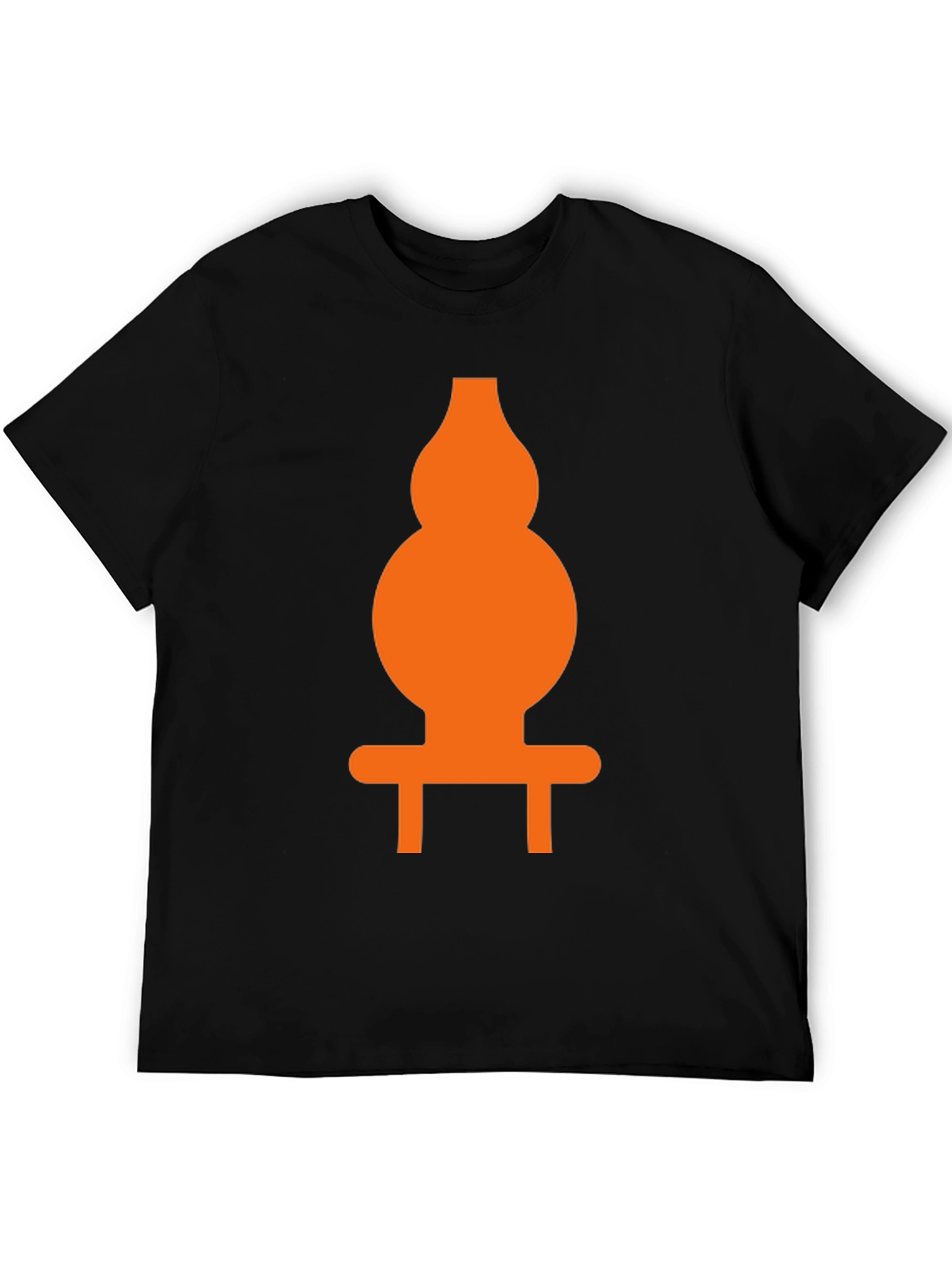 Orange Gourd Graphic Print Black T-Shirt
