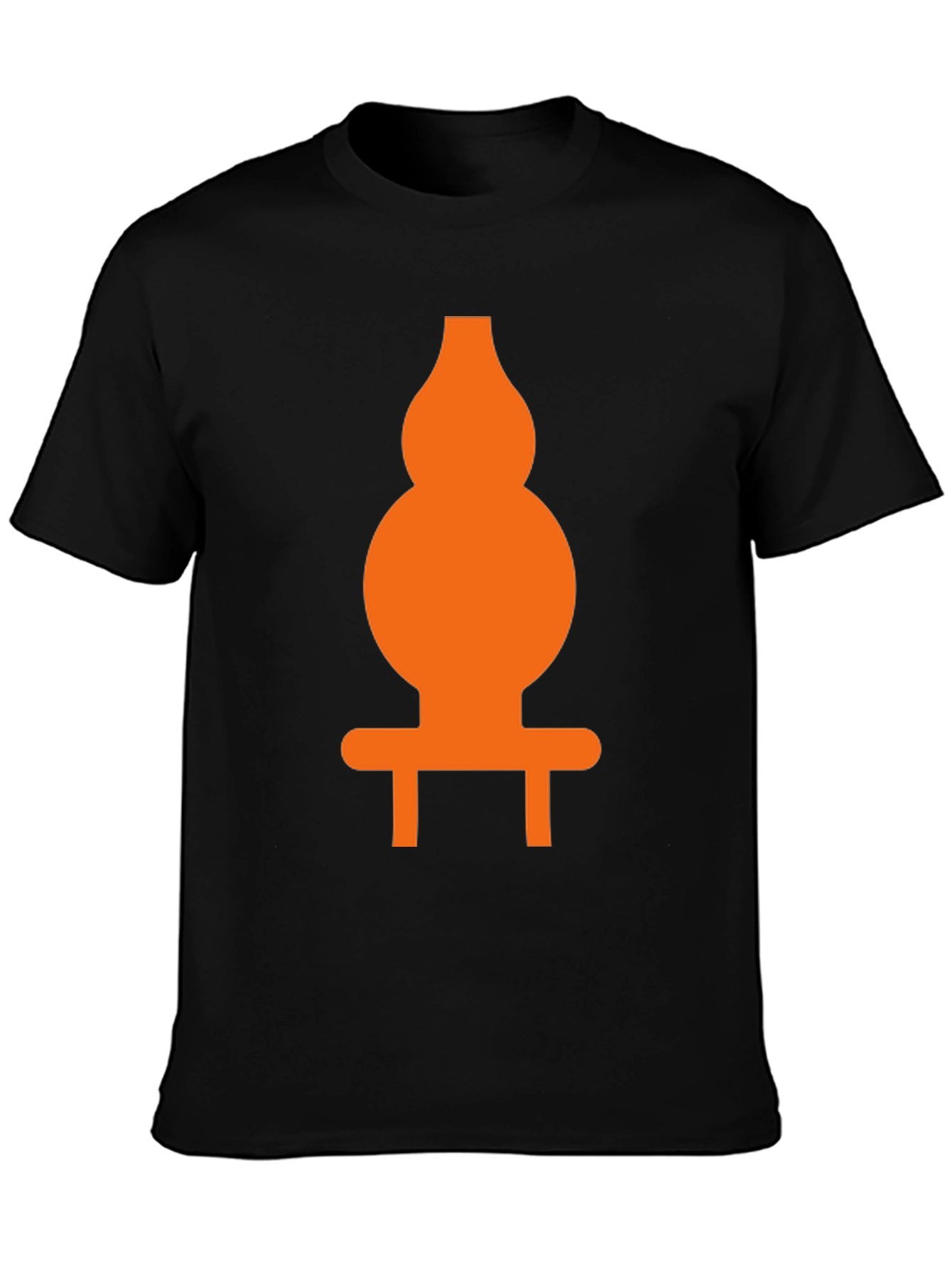 Orange Gourd Graphic Print Black T-Shirt