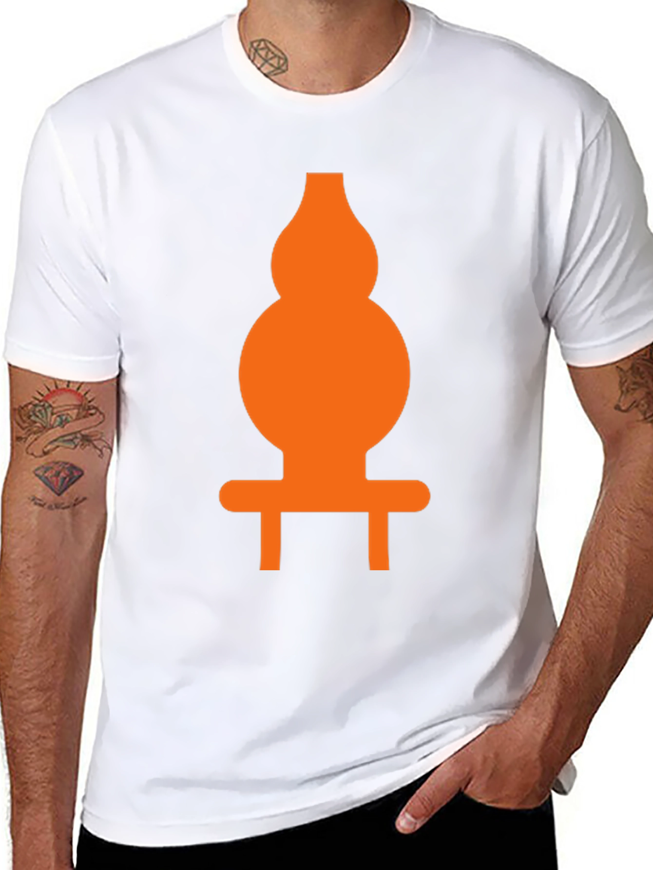 Orange Gourd Graphic Print Black T-Shirt
