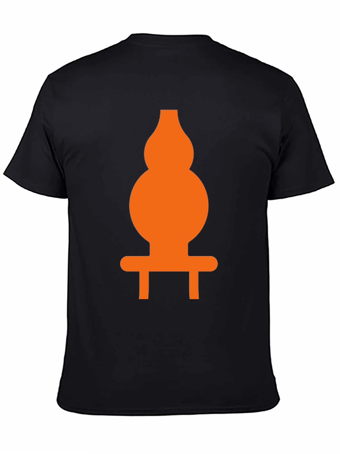 Orange Gourd Graphic Print Black T-Shirt