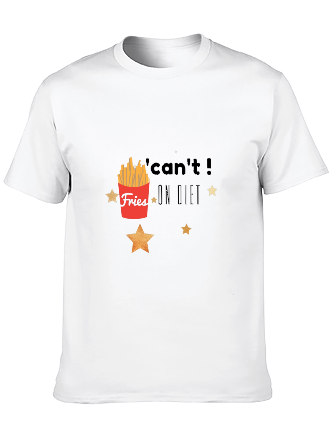 Fries On Diet Graphic Black T-Shirt