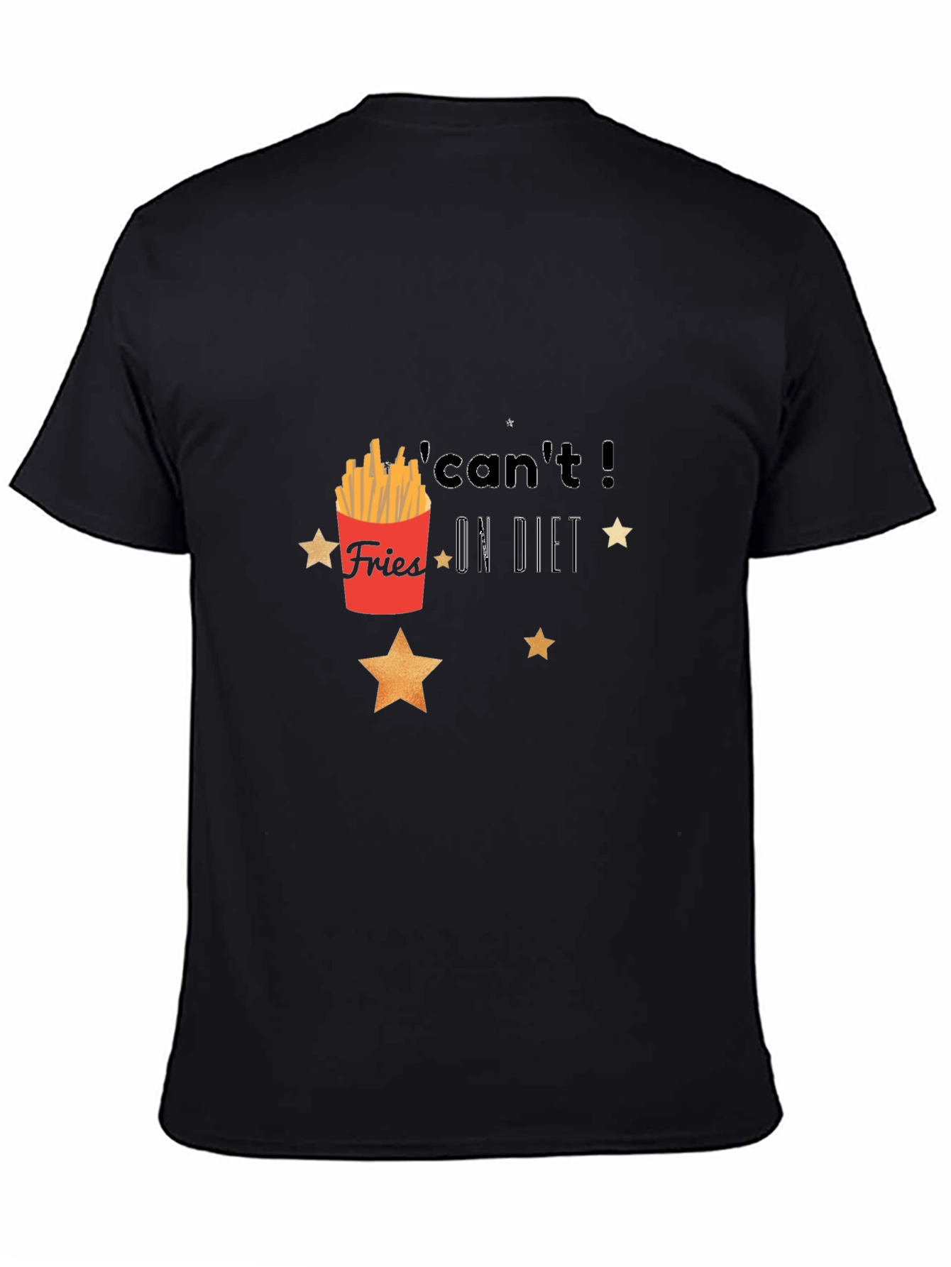 Fries On Diet Graphic Black T-Shirt