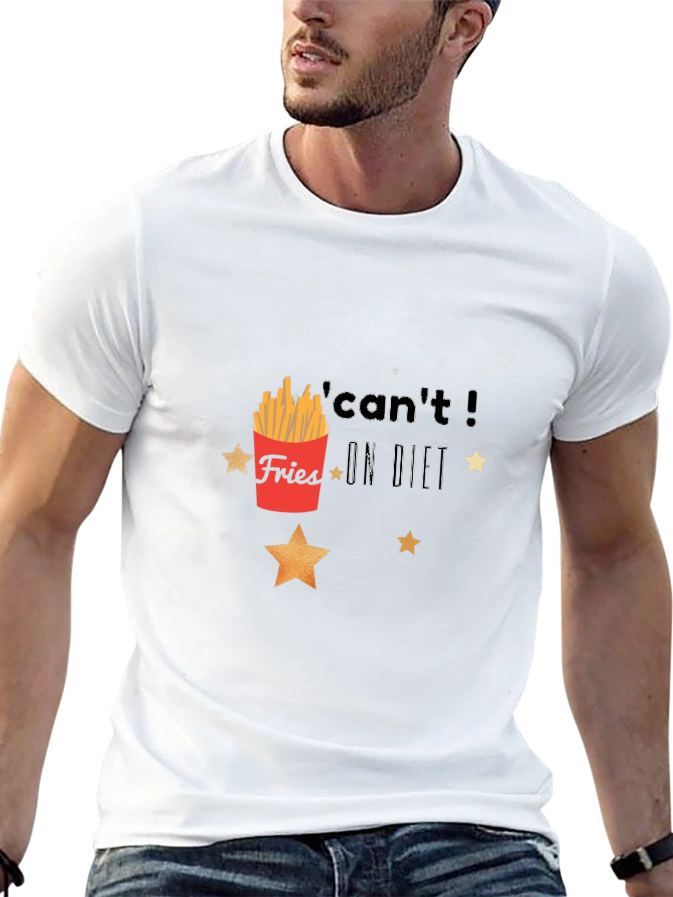 Fries On Diet Graphic Black T-Shirt