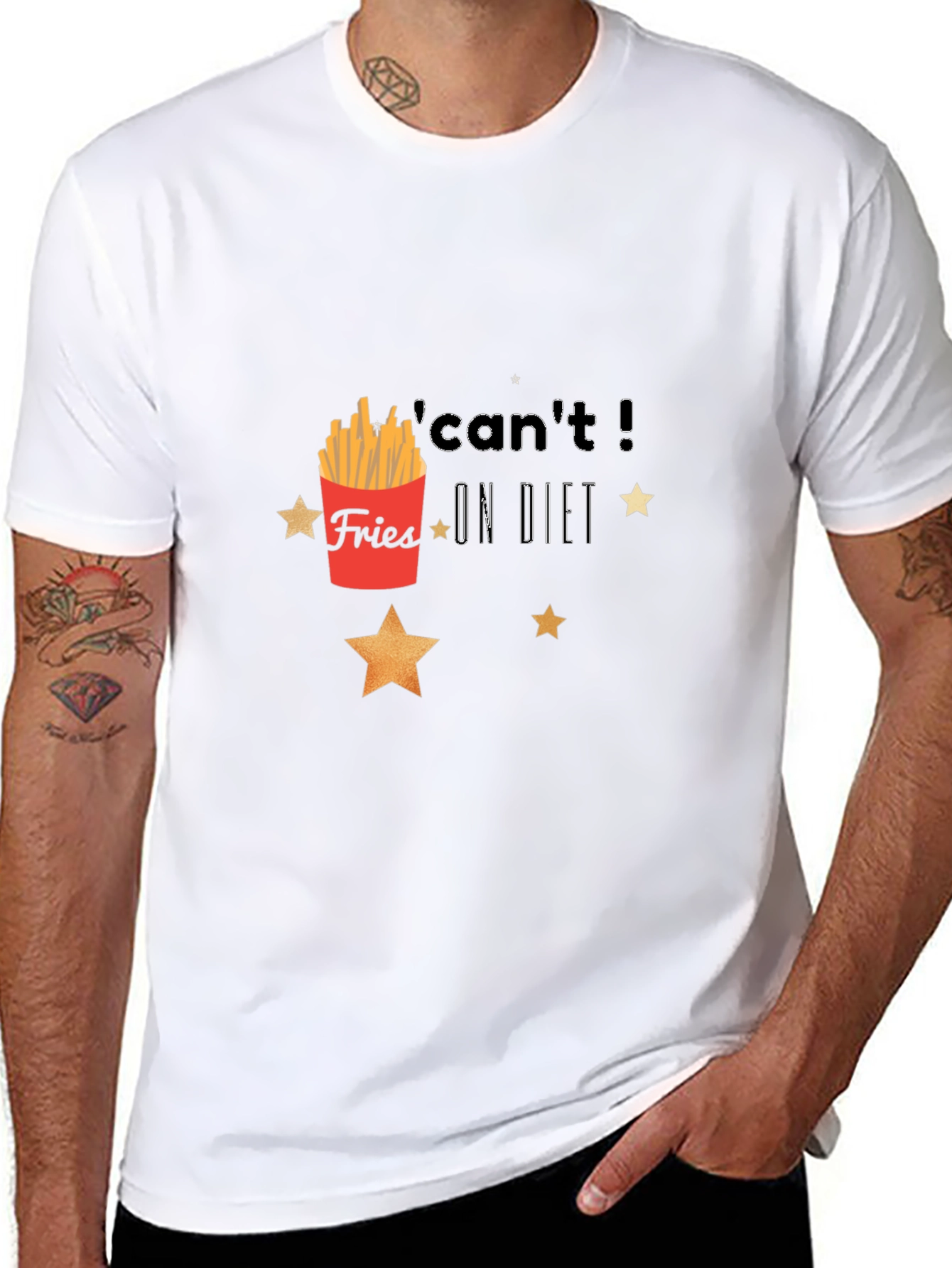 Fries On Diet Graphic Black T-Shirt