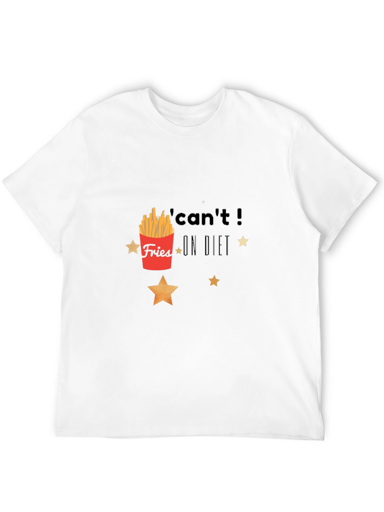 Fries On Diet Graphic Black T-Shirt