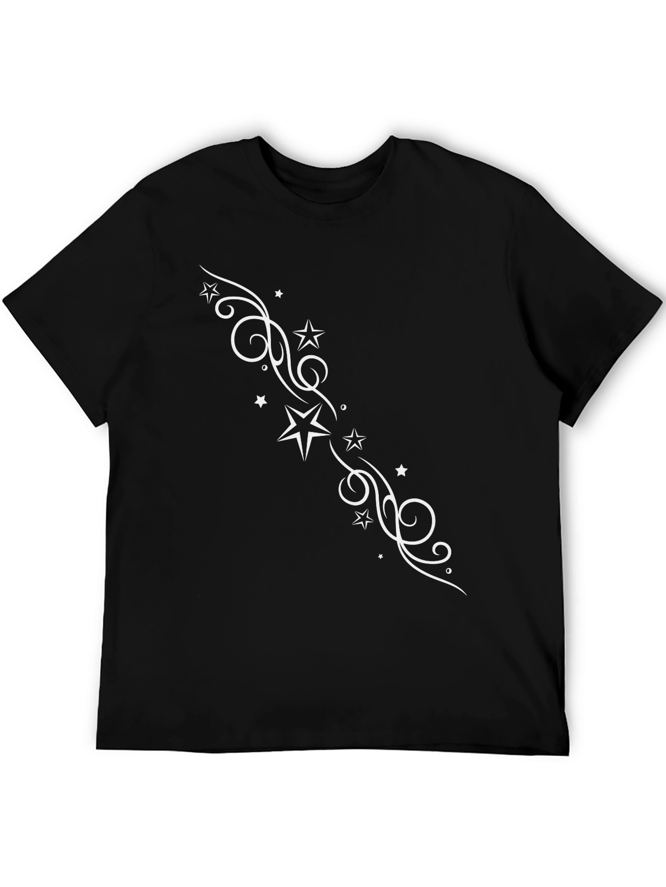 Stylish Black Tee with Star Swirl Design