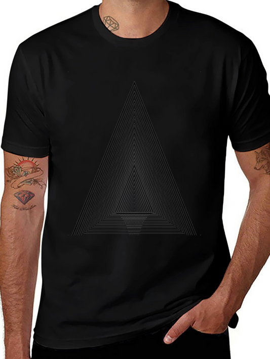 Mens Black Geometric Triangle Graphic Tee