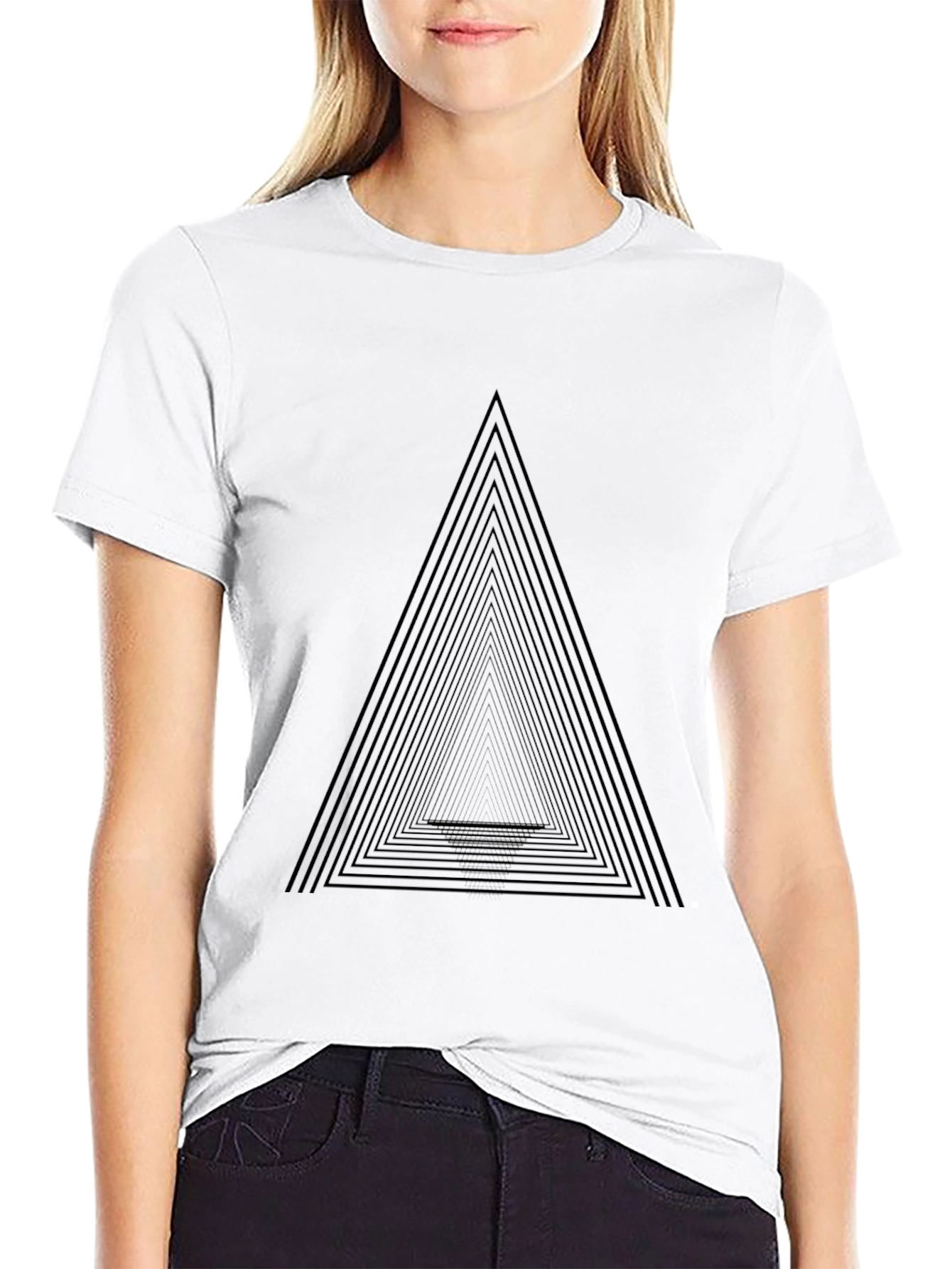 Mens Black Geometric Triangle Graphic Tee
