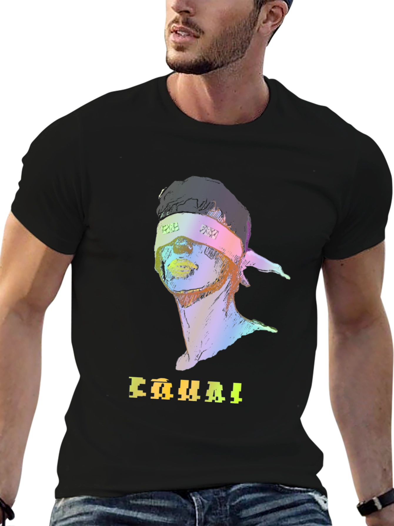Rainbow Graphic T-Shirt with Headband Design