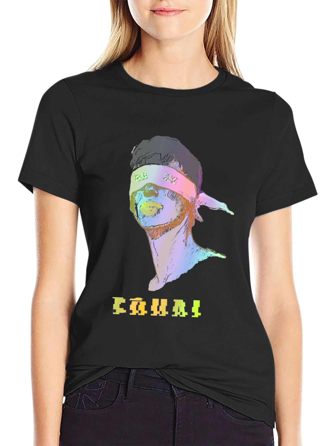 Rainbow Graphic T-Shirt with Headband Design