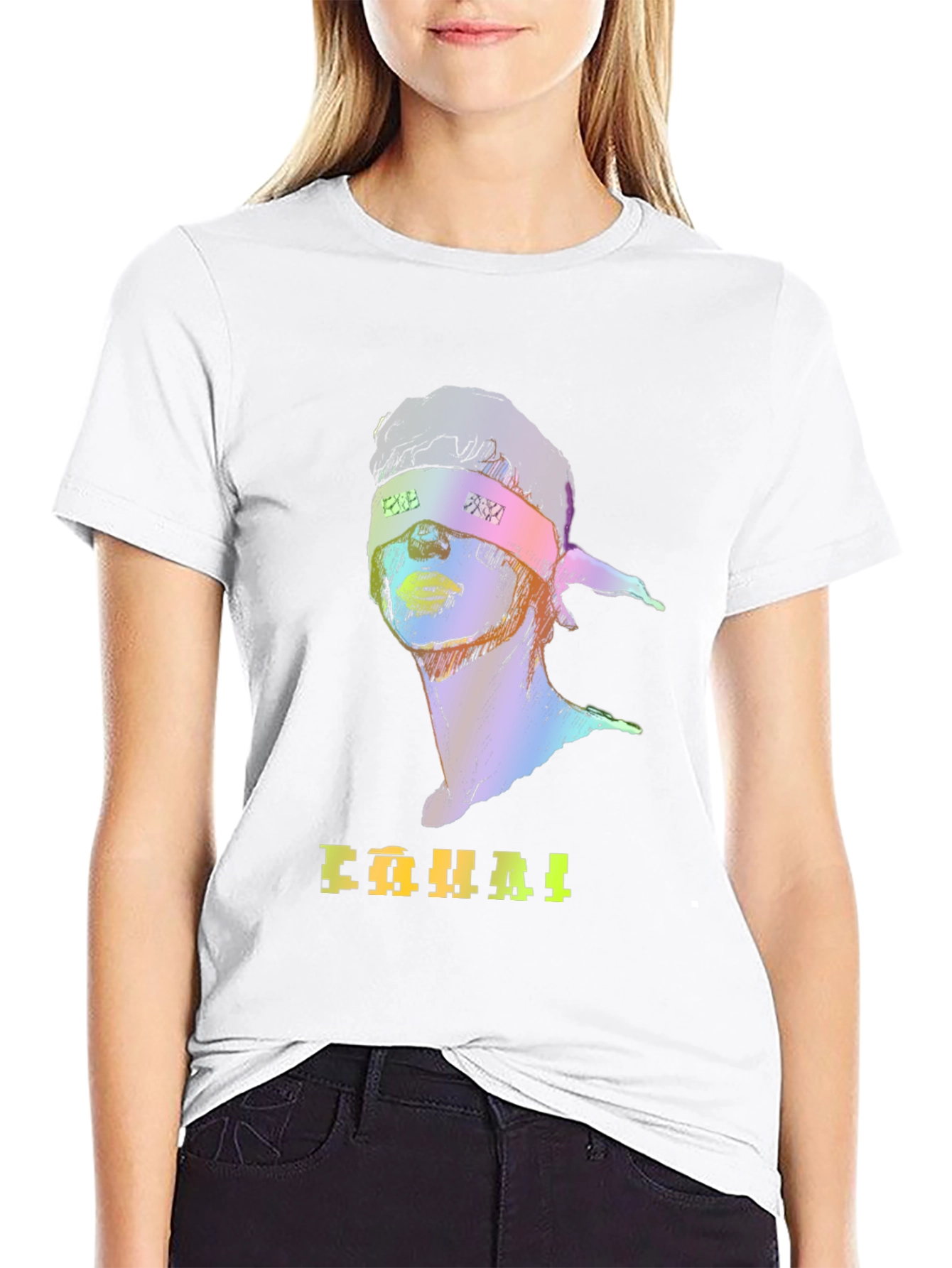 Rainbow Graphic T-Shirt with Headband Design