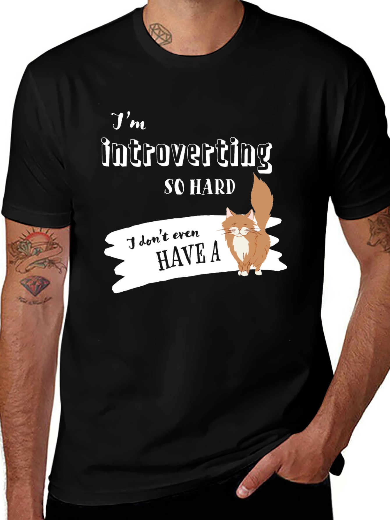 Introverting So Hard T-Shirt with Cat Graphic