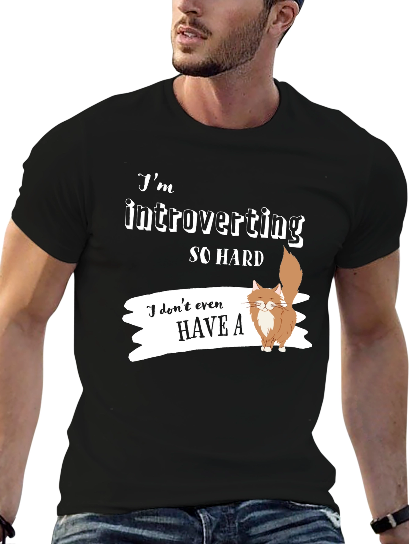 Introverting So Hard T-Shirt with Cat Graphic