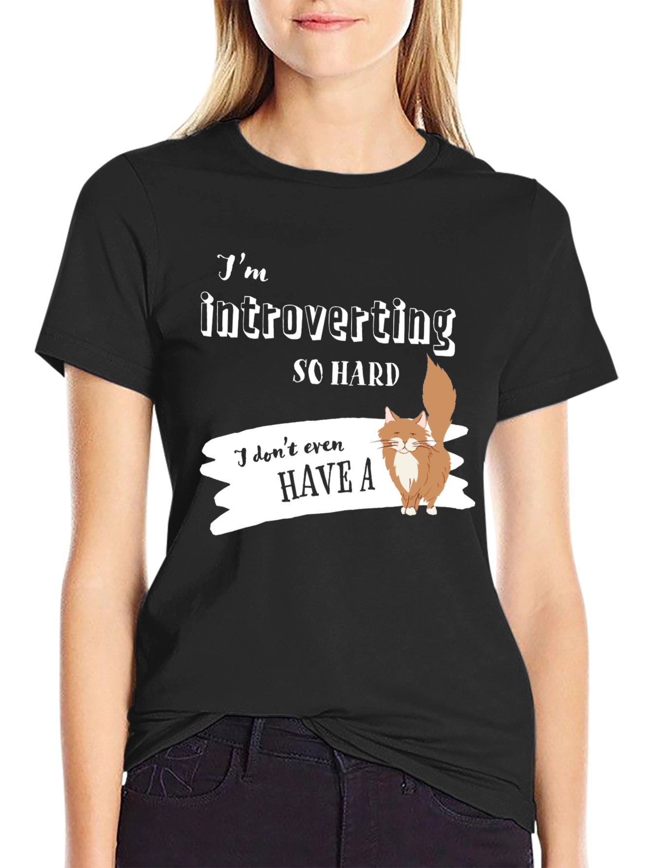 Introverting So Hard T-Shirt with Cat Graphic