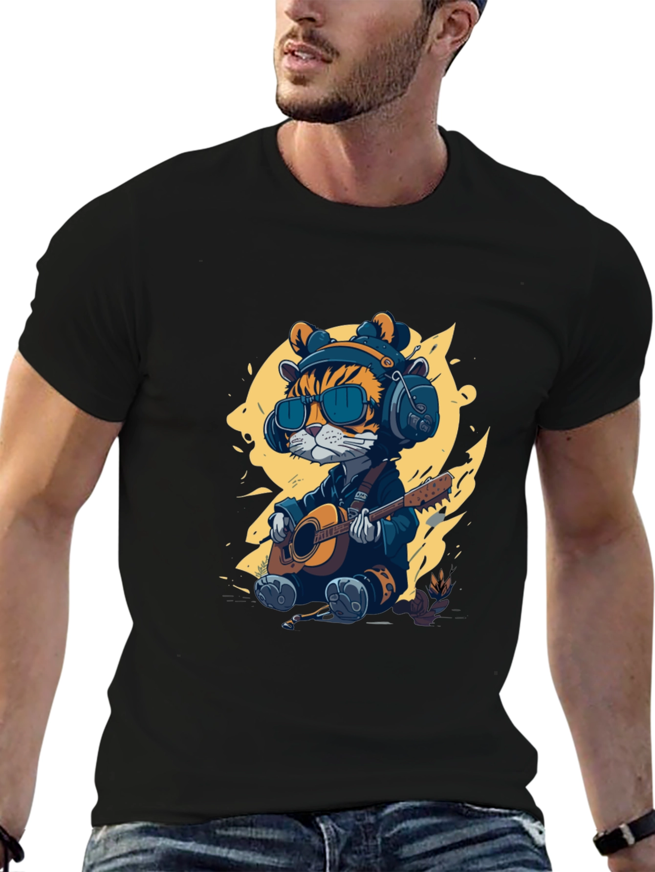 Cool Cat Guitar Player T-Shirt