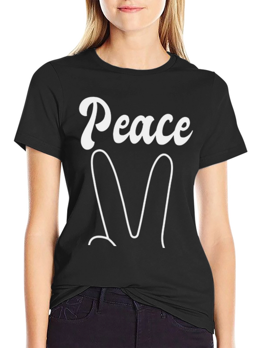 Peace Sign Graphic Tee - Black Cotton Blend