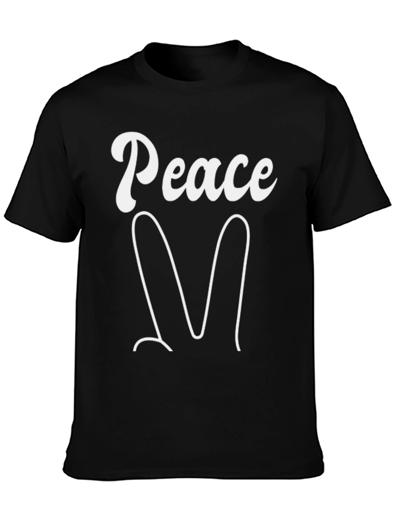 Peace Sign Graphic Tee - Black Cotton Blend