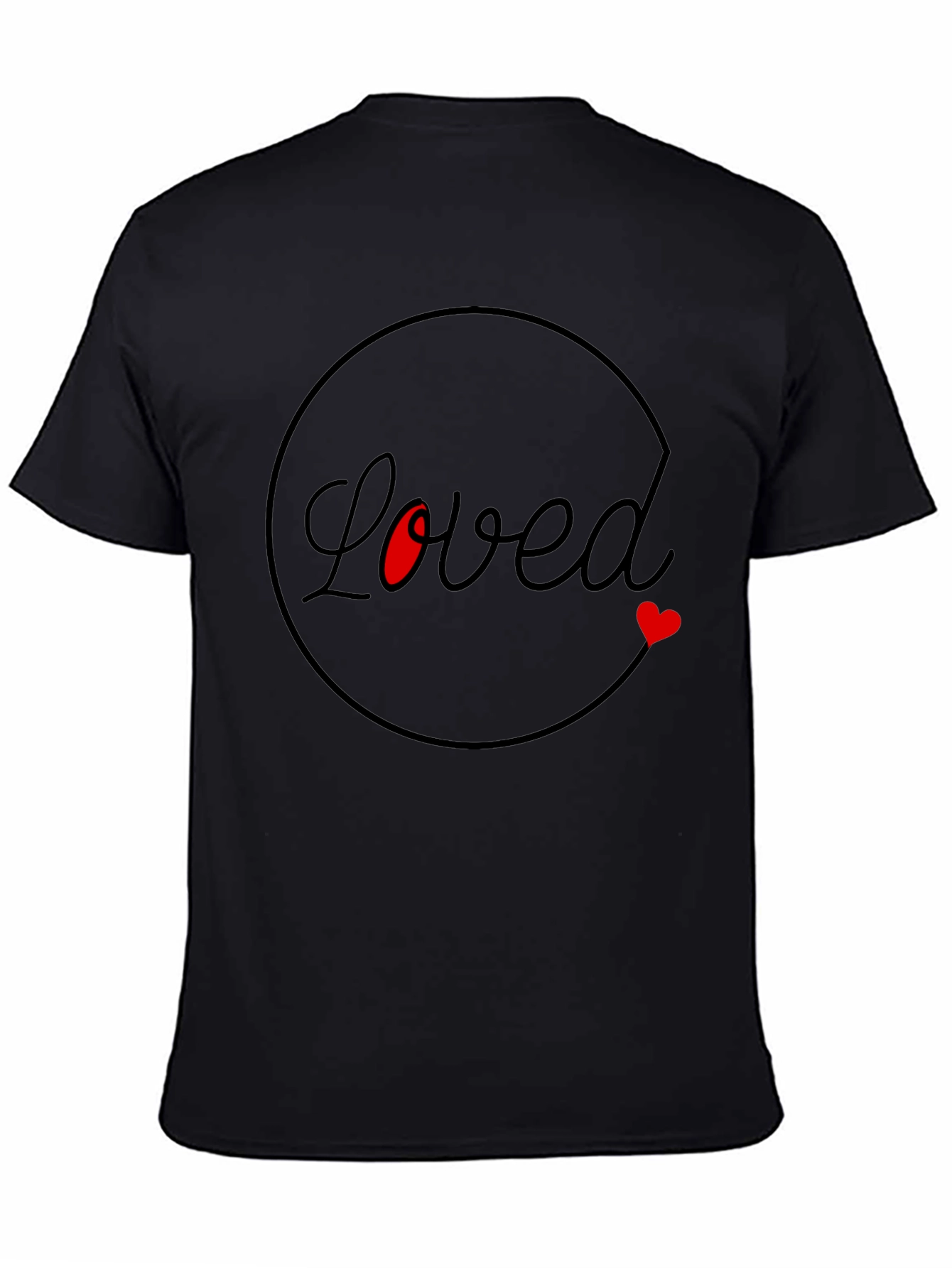 Loved Heart Graphic Black T-Shirt
