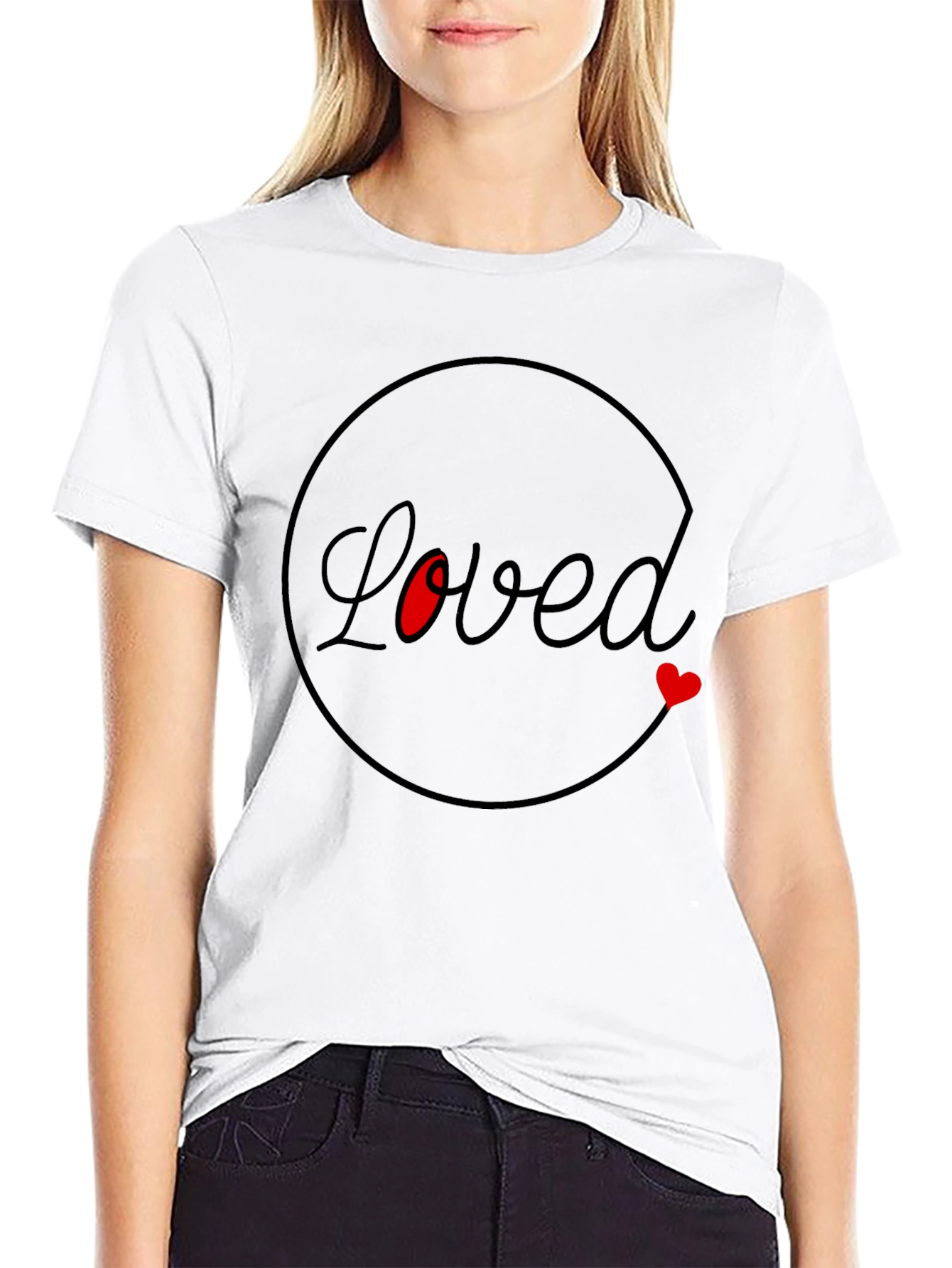 Loved Heart Graphic Black T-Shirt