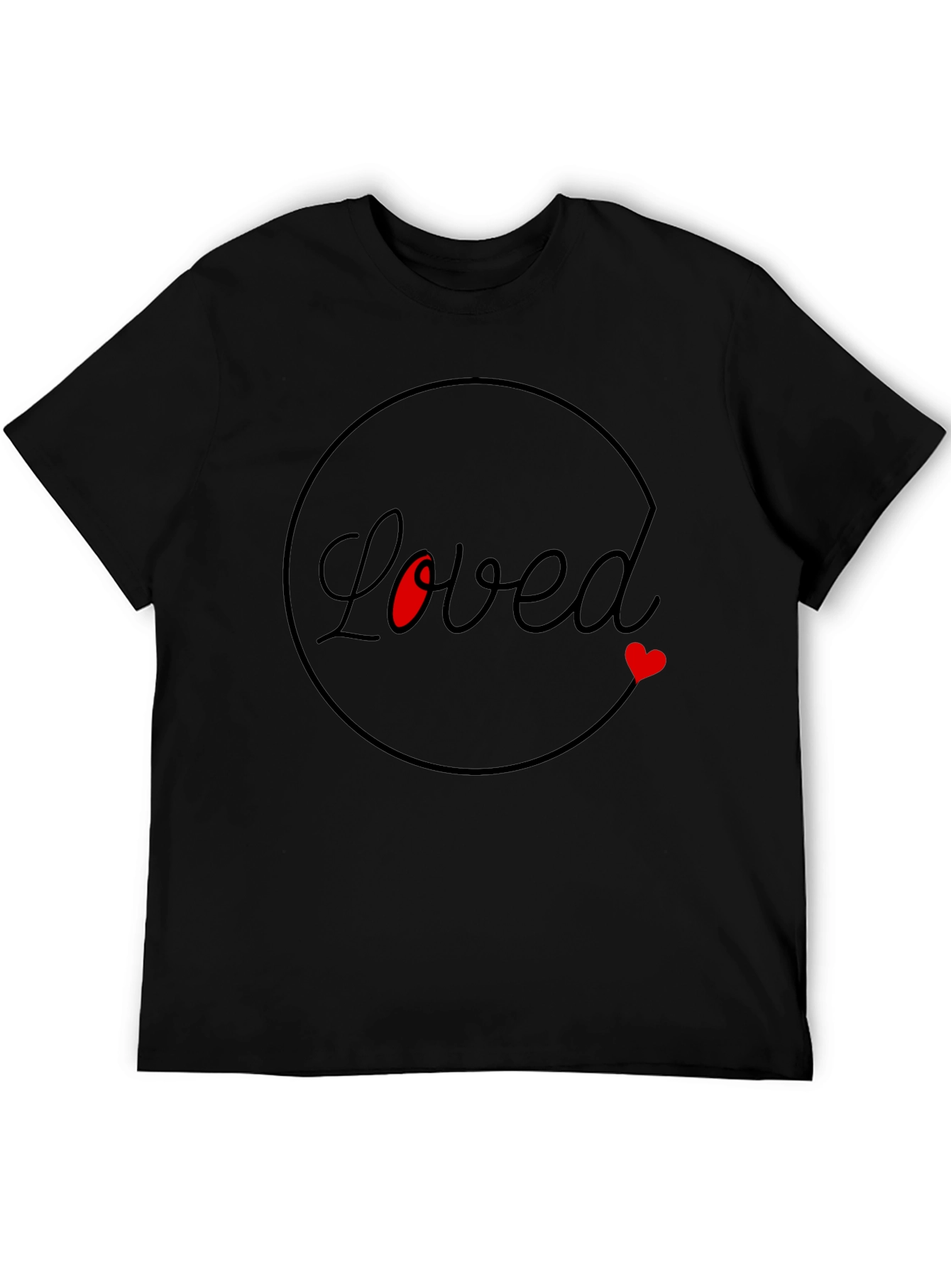 Loved Heart Graphic Black T-Shirt
