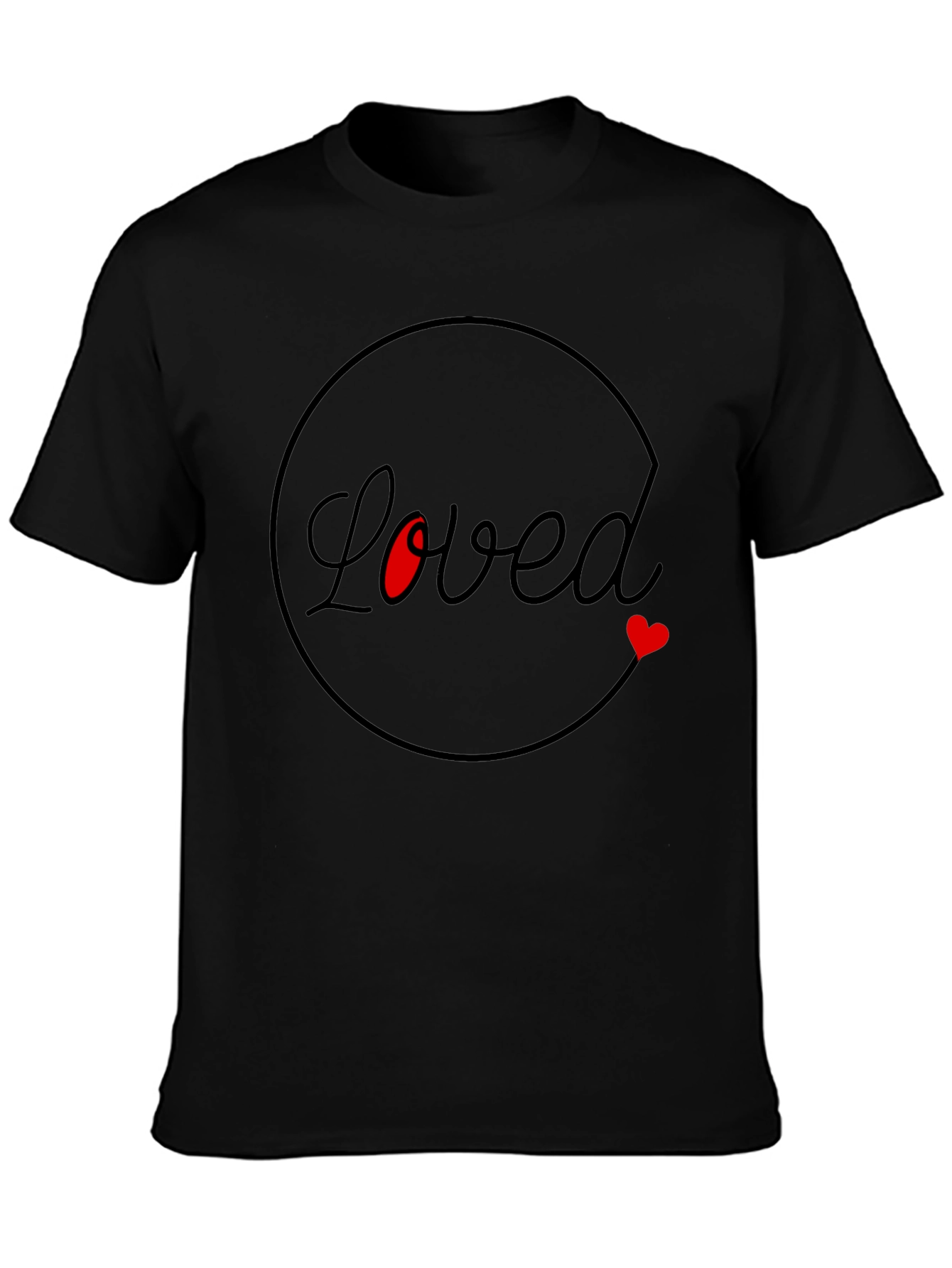 Loved Heart Graphic Black T-Shirt