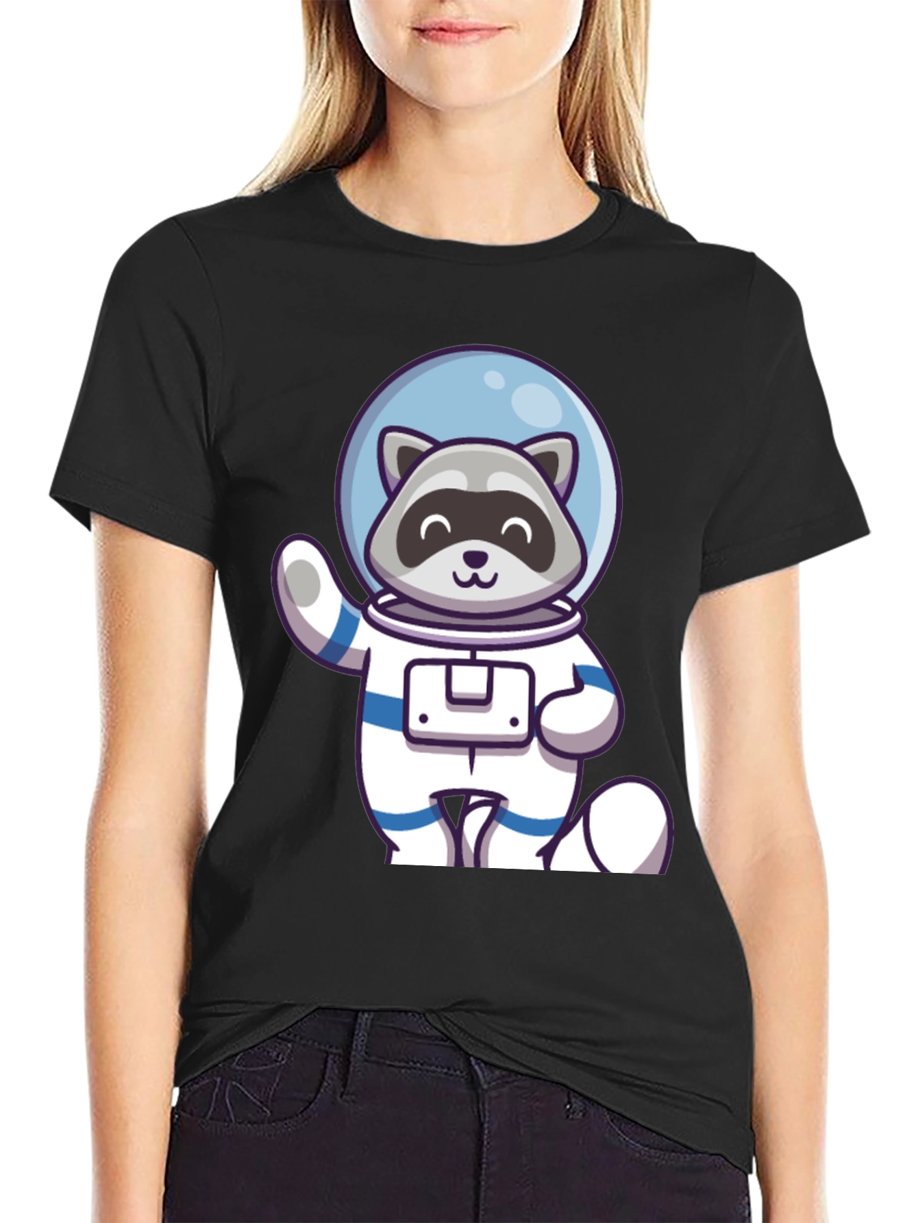 Raccoon Astronaut Graphic Tee - Cool Space Design
