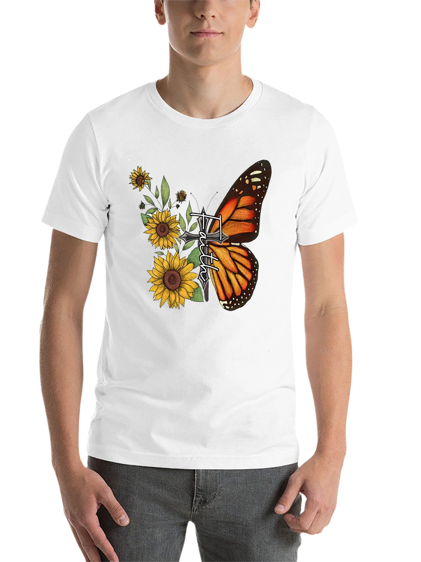 Faith Butterfly Sunflower Graphic Tee
